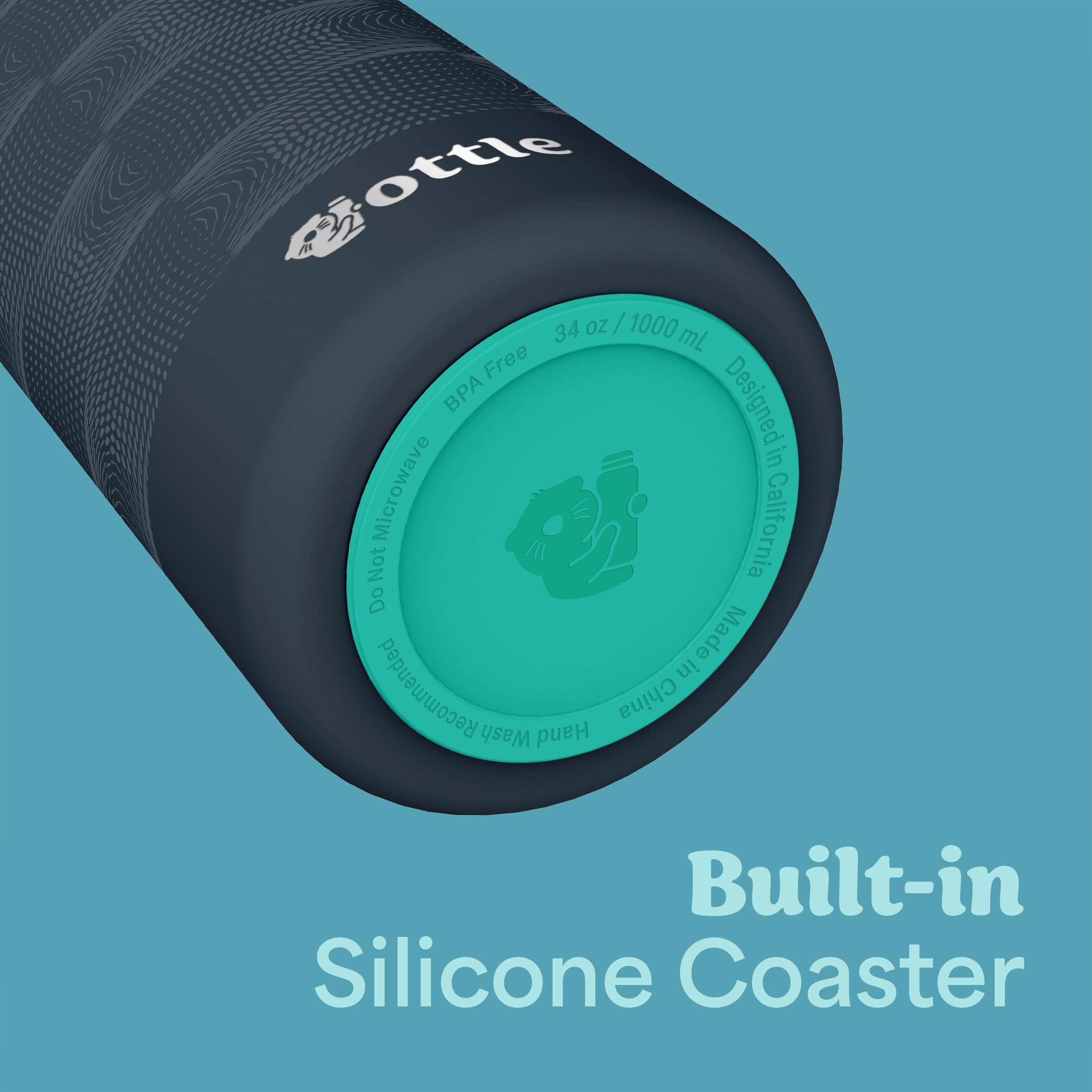 Ottle Reef Roamer Stainless Steel Water Bottle - 34 Oz Insulated Flask With Leak Proof Lid,