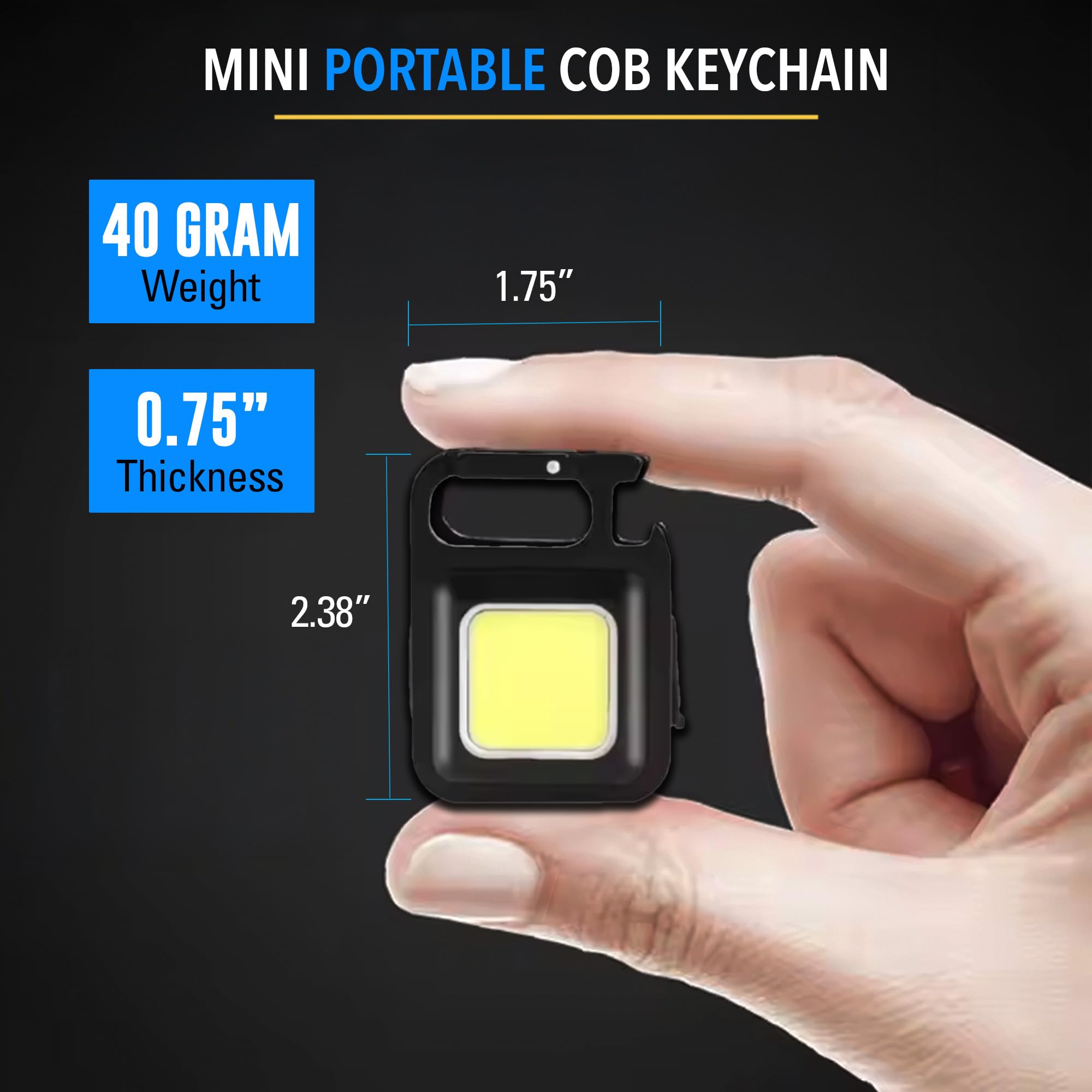 Commercial Lighting Technologies Clt Cob Led Mini Keychain Flashlight – 3 Modes, Emergency Light With Magnetic Base, Bracket, And Bottle Opener For Hiking, Fishing, Camping, And Outdoor Adventures