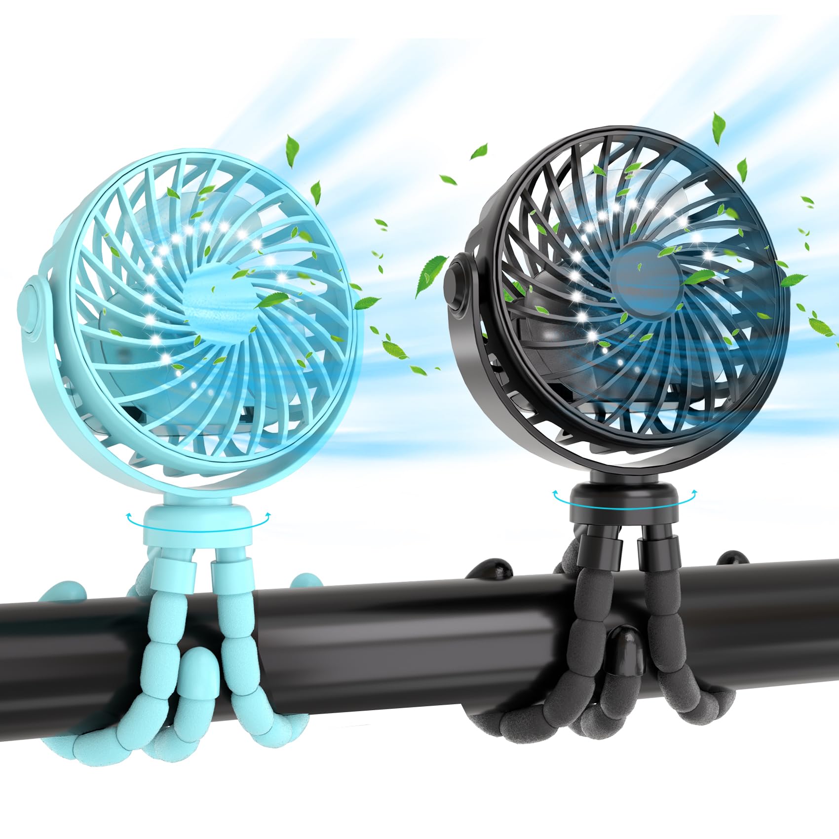 Jyjzpb Portable Stroller Fan Clip On Flexible Tripod For Baby, 3 Speed Rechargeable Small Personal - Koospark