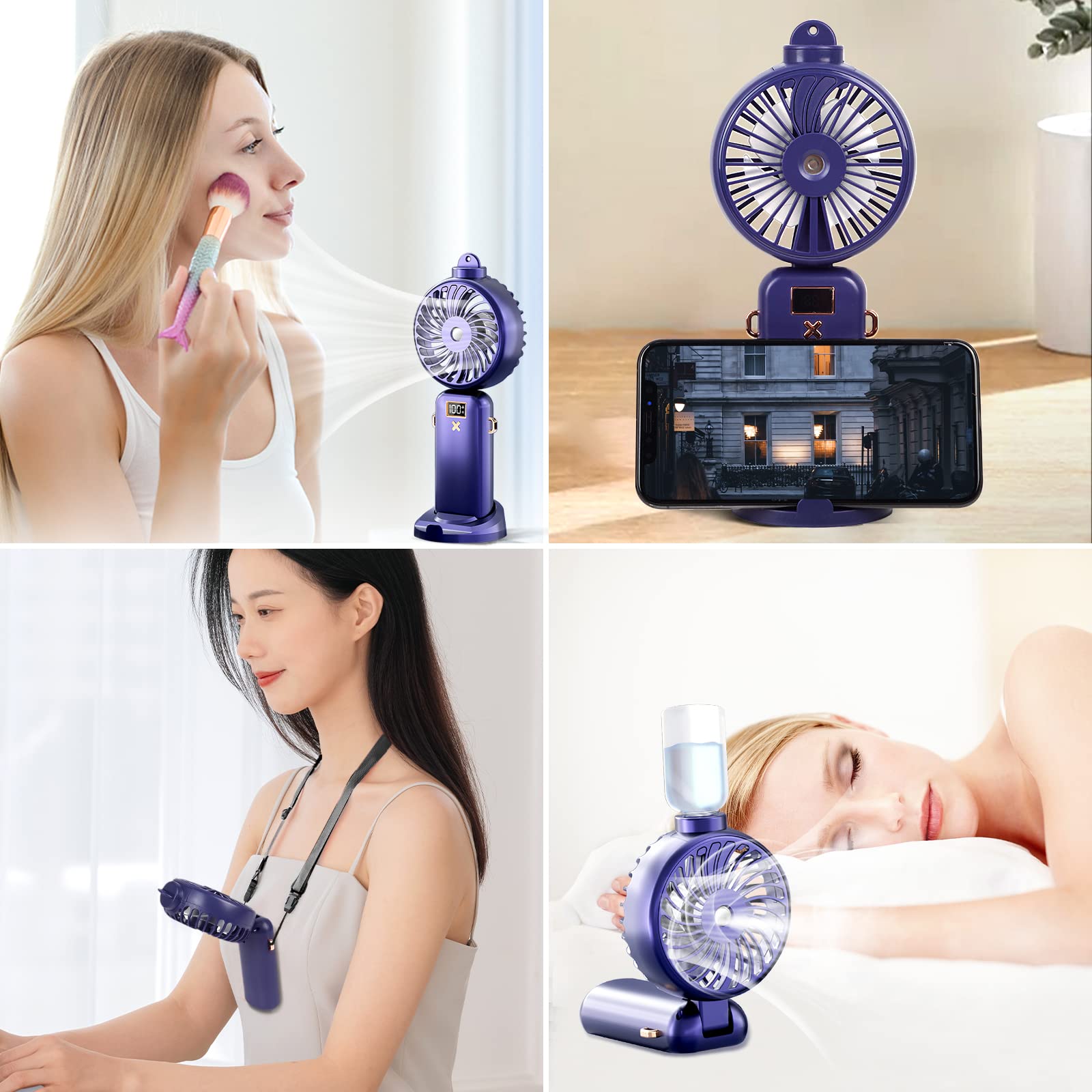 Portable Handheld Misting Fan,Rechargeable Travel Mister Fan, 3000Mah Battery Operated Personal Fan