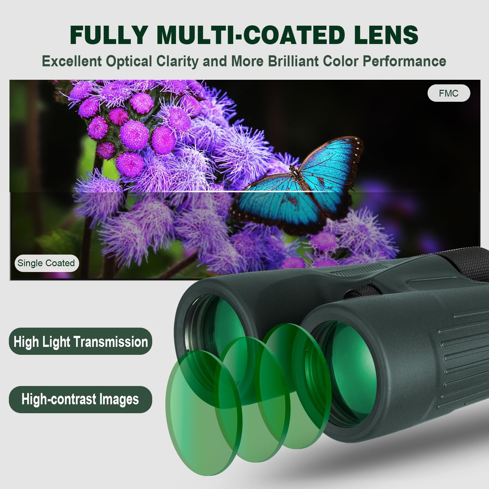 Celticbird 10X42 Hd Binoculars With Phone Adapter, Case, Bak4 Prism Binoculars For Bird Watching Hiking Camping Wildlife