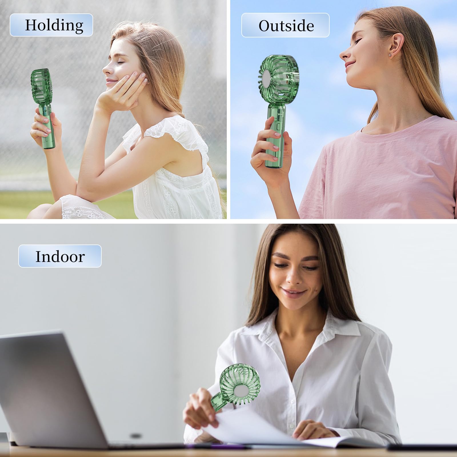 Portable Mini Handheld Fan,Transparent Design Small Fan Adjustable Usb Rechargeable 3 Speed Powerful