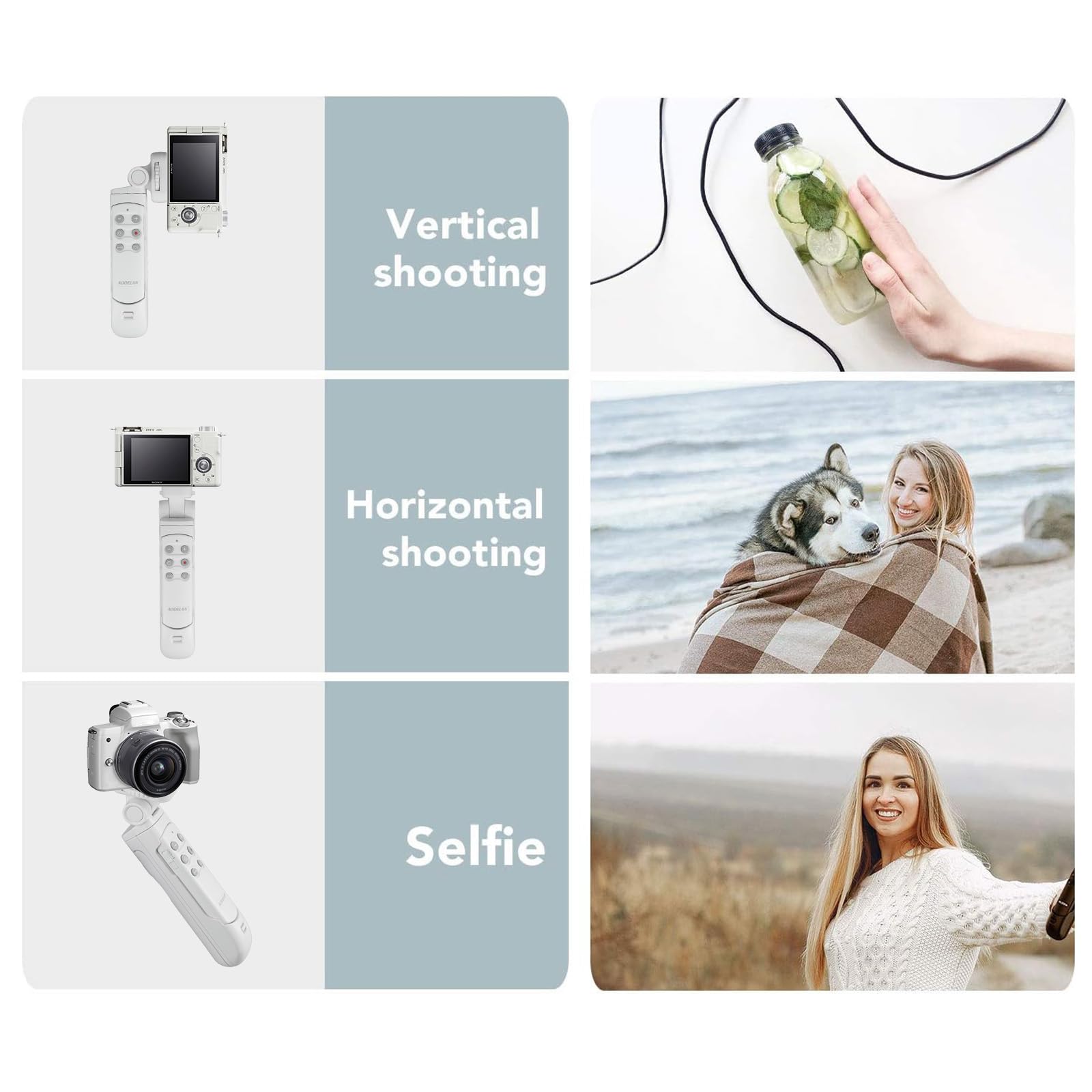 Aodelan Wireless Shooting Grip Tripod With Remote Control For Vlogging, For Sony Zv-E10,Zv-1,Zv-1 Ii, Zv-1F, A6100, A6400, A6600, A7 Iii, A7R Iii, A7R Iv, A9, A9 Ii, Replace Sony Gp-Vpt2Bt(White