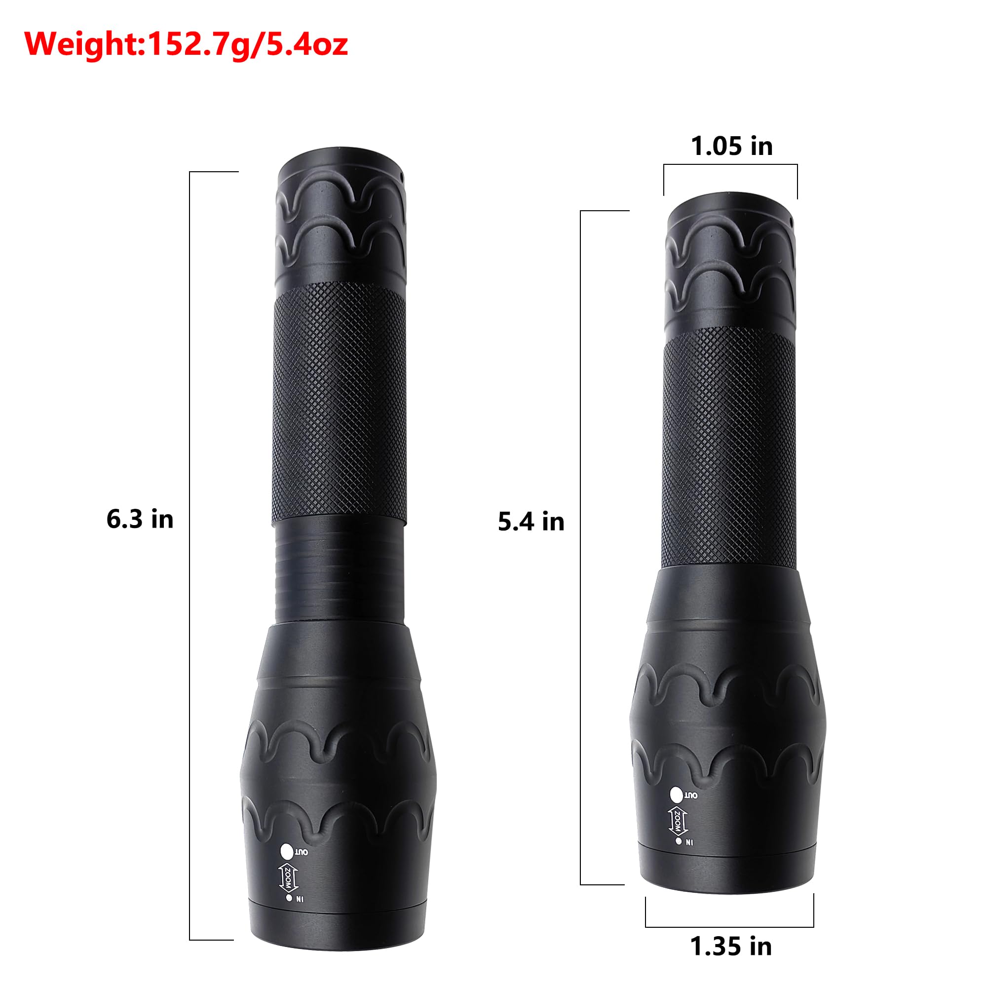 Zyunmall Single Mode Flashlight, High Lumen Led Flashlights With Zoomable Beam, Compact Handheld Flash Light For Camping, Outdoor, And Home Use, 2-Pack