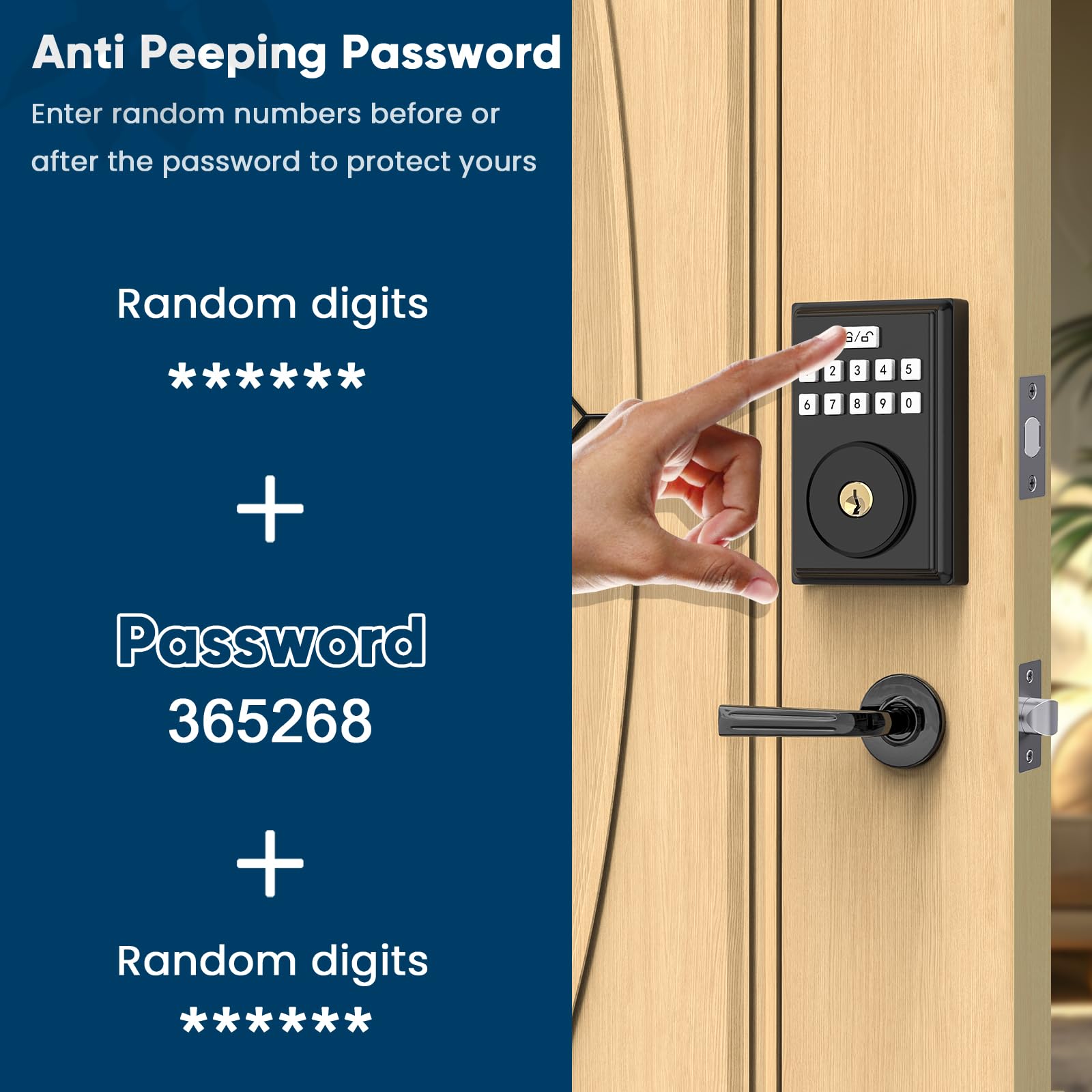 Ocdr Keyless Entry Door Lock For Front With Code, Deadbolt Locks With Electronic Keypad, Anti-Peeping Password, Easy Installation, Matte Black01