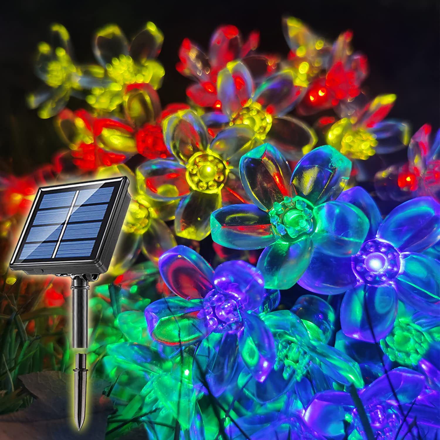 Lairtpow Solar String Flower Lights Waterproof Ip65 For Outdoor Decor Party Garden Yard Home Wedding Christmas Halloween Holiday Tree Decoration Lighting