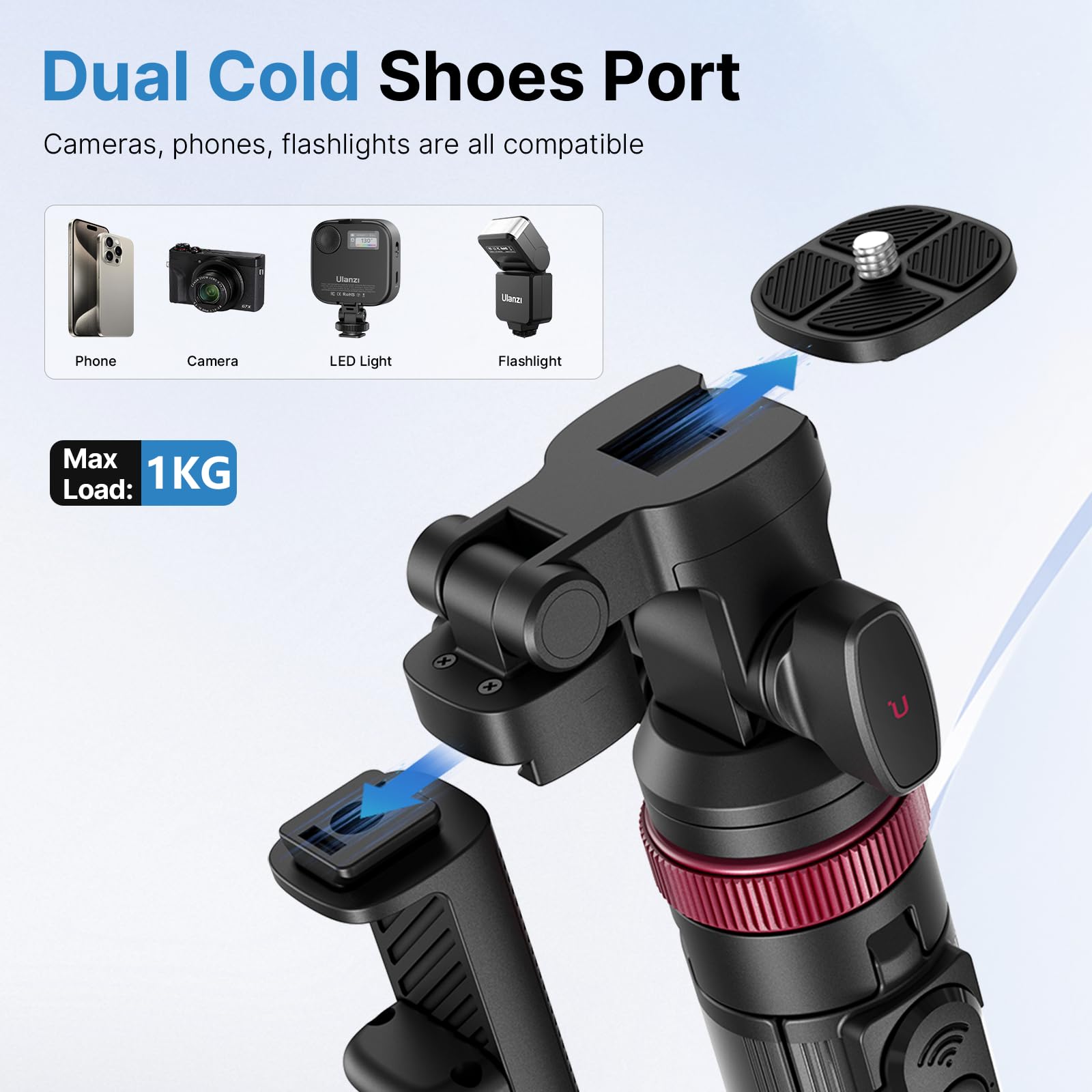 Ulanzi Mt-78 Extendable Selfie Stick Tripod, 72.83" With 2-In-1 Phone Clip, 360 Ball Head, Cold Shoe For Iphone, Sony, Canon
