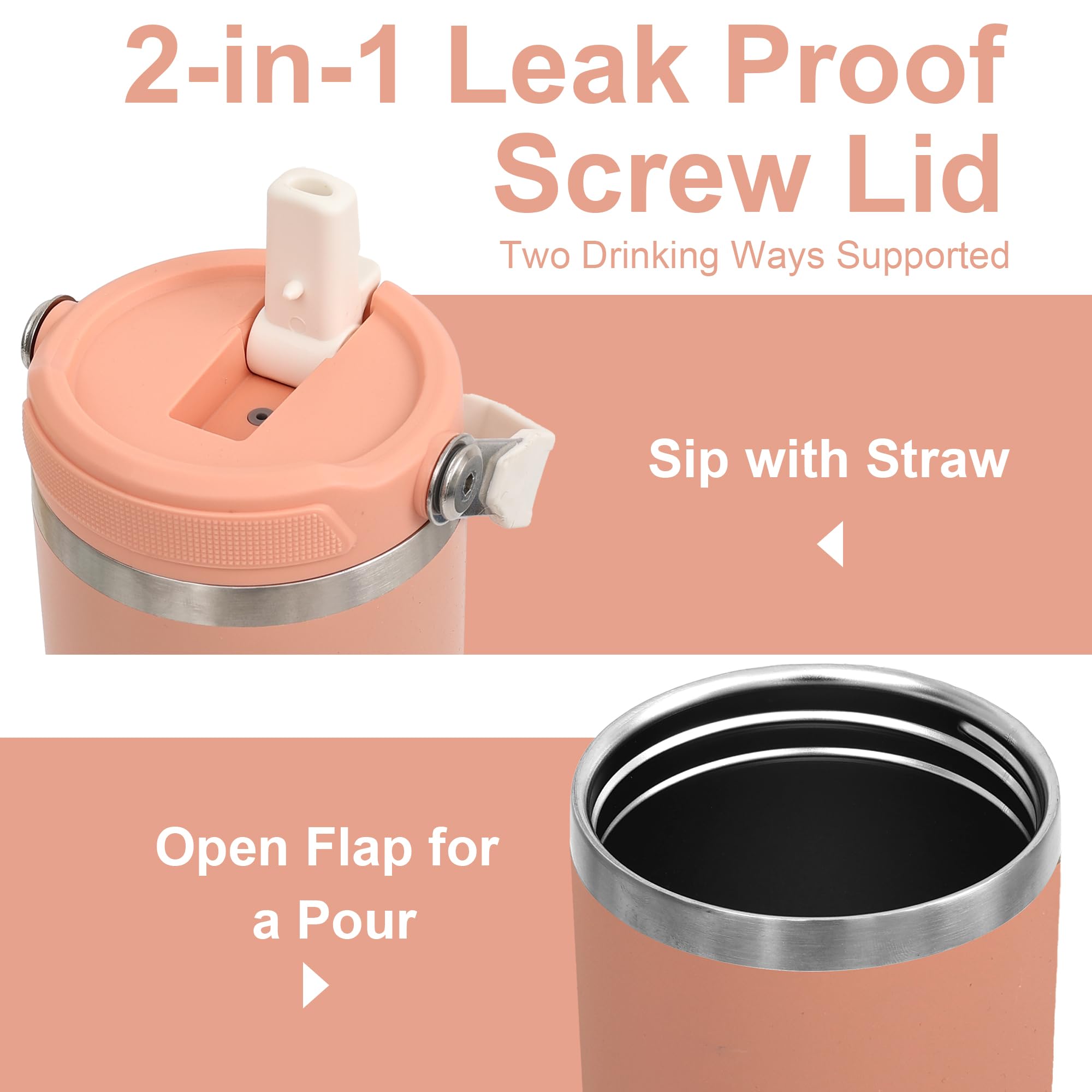 30 Oz Tumbler With Flip Straw - Vacuum Insulated Stainless Steel Water Bottle For Home, Office