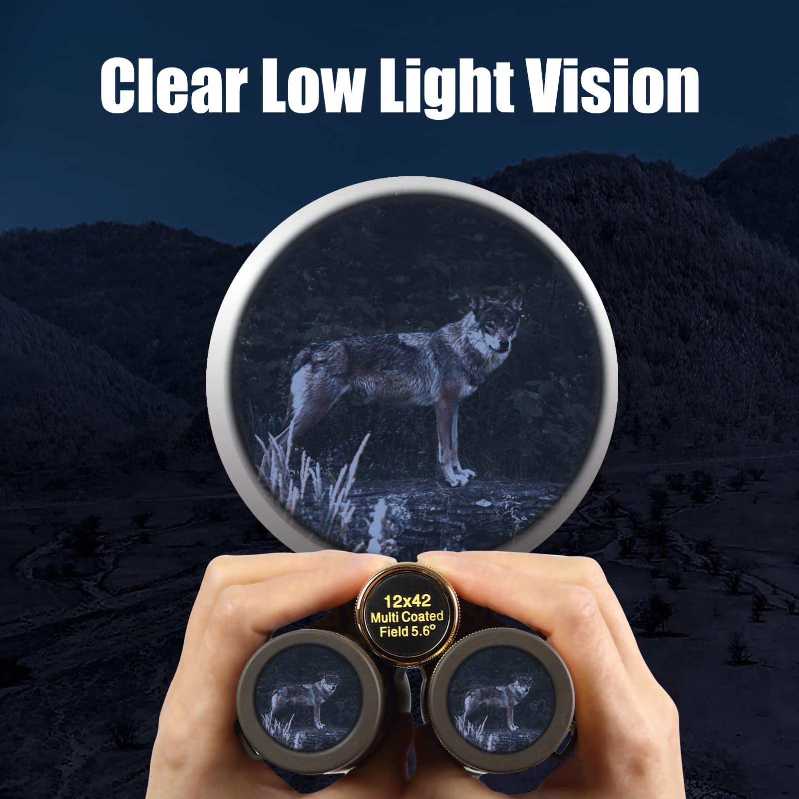 Folgtek Binoculars Adults Telescopes With 12X42 Hd Glasses Large Viewangle With Clear Low Night Vision Ipx7 Waterproof Multi Coated Field For Outdoor Observation, Camping, Hunting
