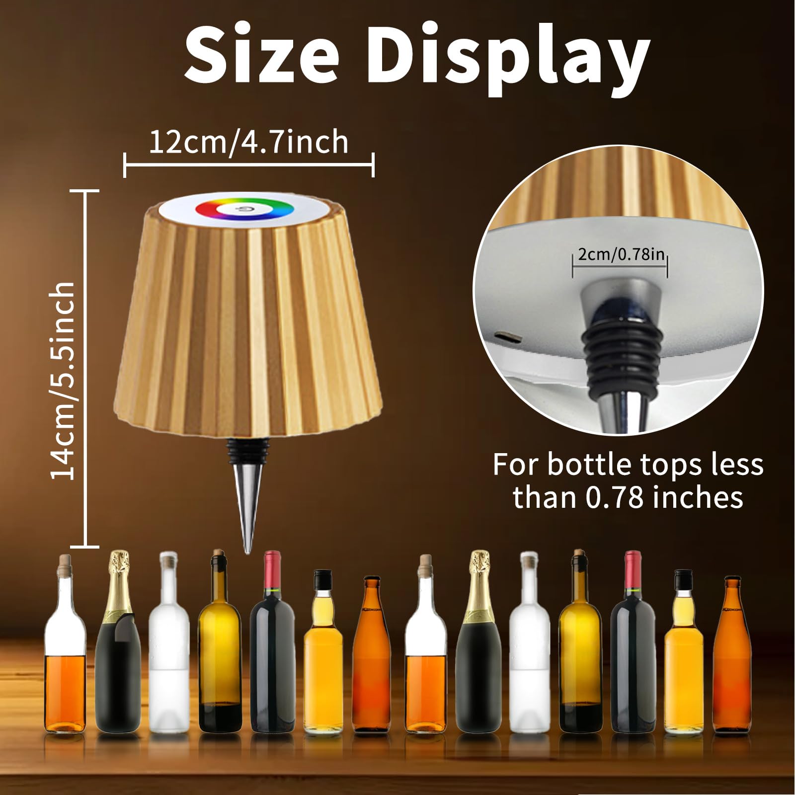 Sandalizea Wireless Bottle Lamp, Portable Led Table Lamp, 3 Color Stepless Dimming & Rgb Bottle Light, Ip54 Wireless Touch Table Lamp For Indoor And Outdoor For Family, Restaurant & Bar