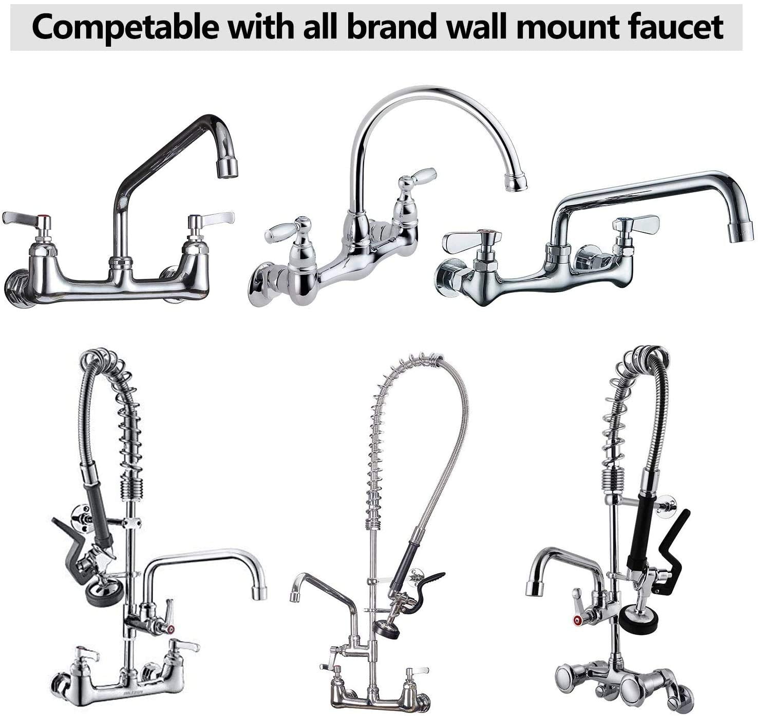 Coolwest Wall Mount Faucet Installation Kit 1/2 Ips To 1/2" Male Backsplash Mounting Kit Connector Adapter Set For Commercial Kitchen Prep & Utility Sink