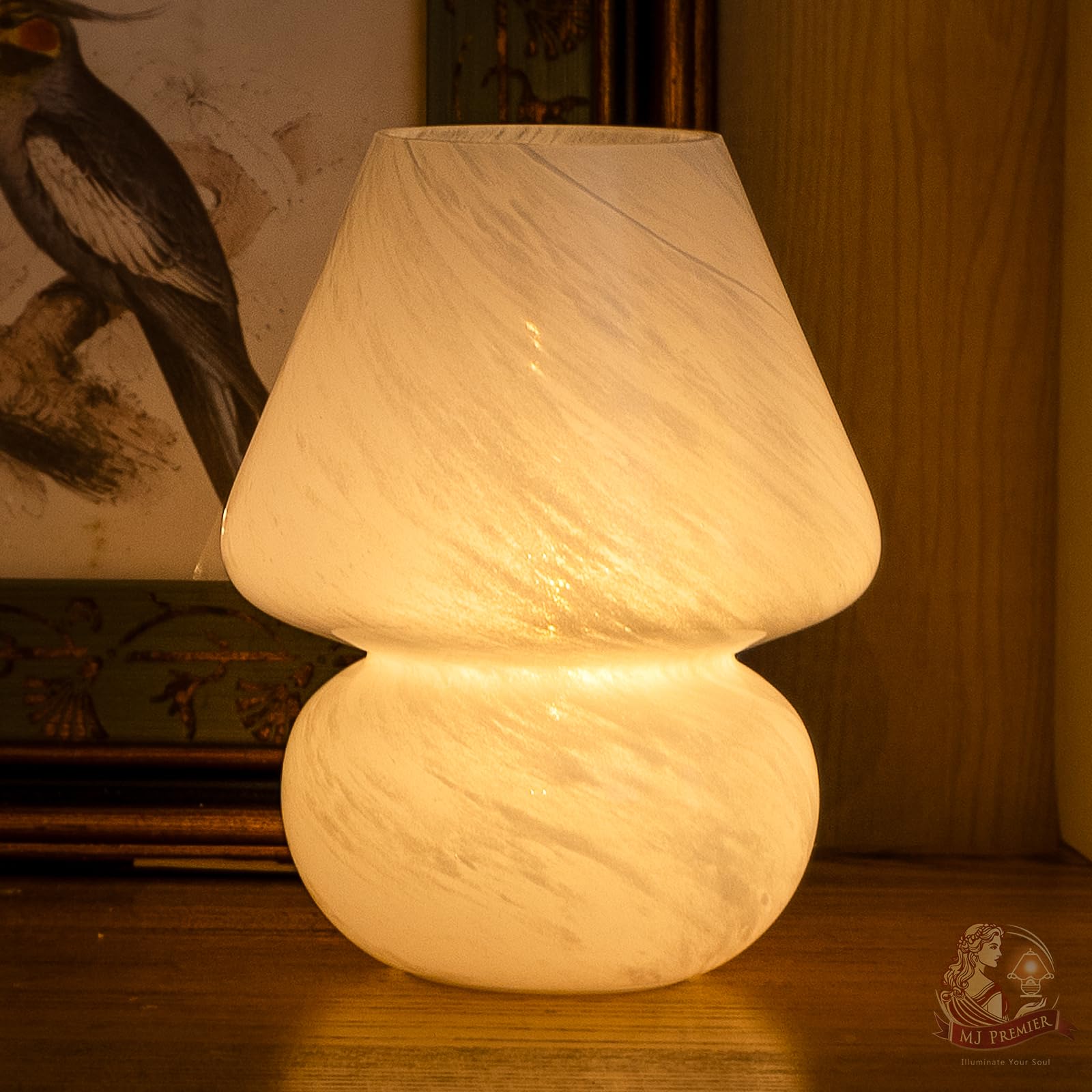 Mj Premier Mushroom Lamp, Battery Operated Lamp Timer, Table Lamp With Led Bulb For Power Light, Decorative Cordless Lamps Home Decor For Living Room Kitchen Bedroom (Cloud)