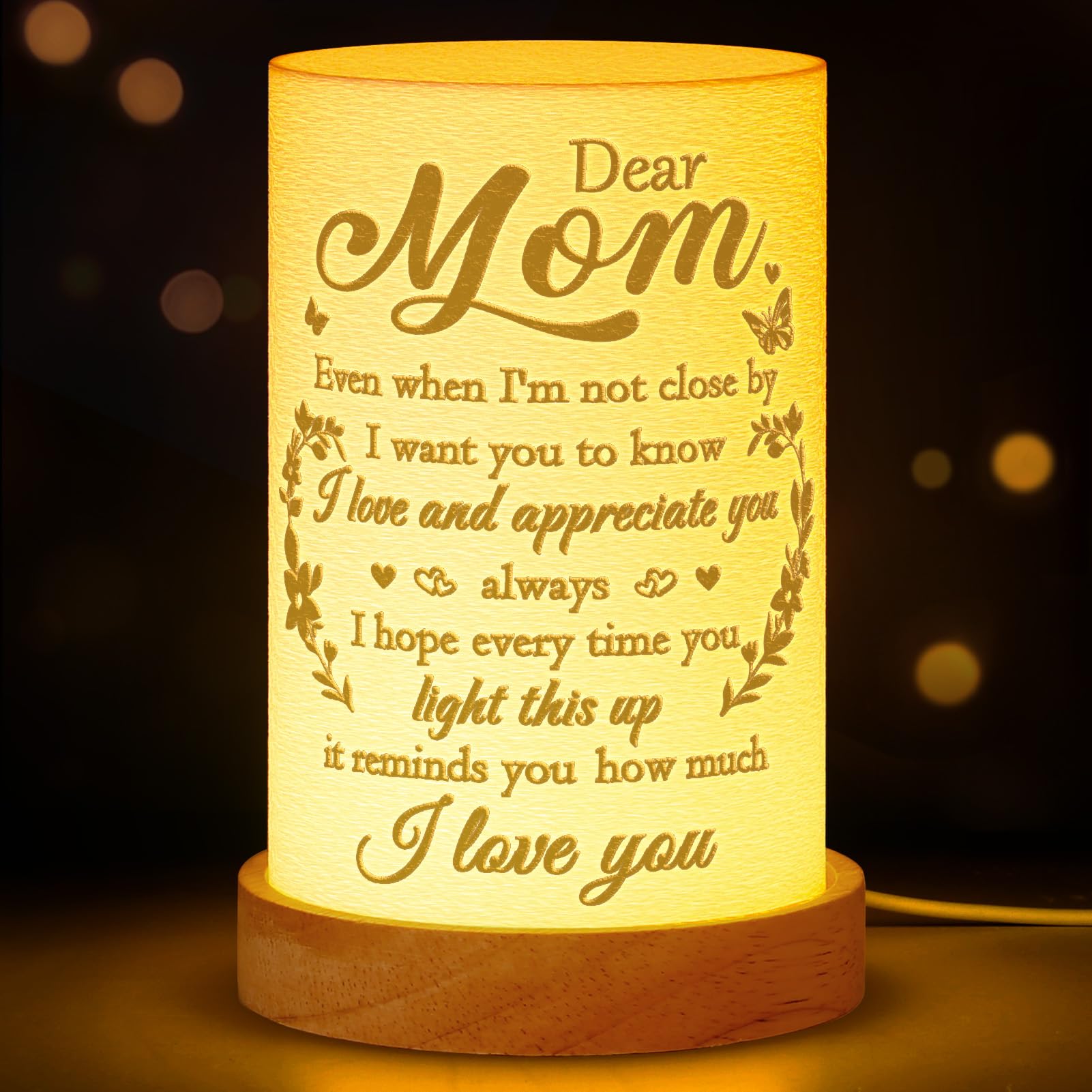 Acethrills Mom Birthday For Mom From Daughter Son For Christmas, Mothers Day - Thoughtful 3D Printing Table Lamp For Moms