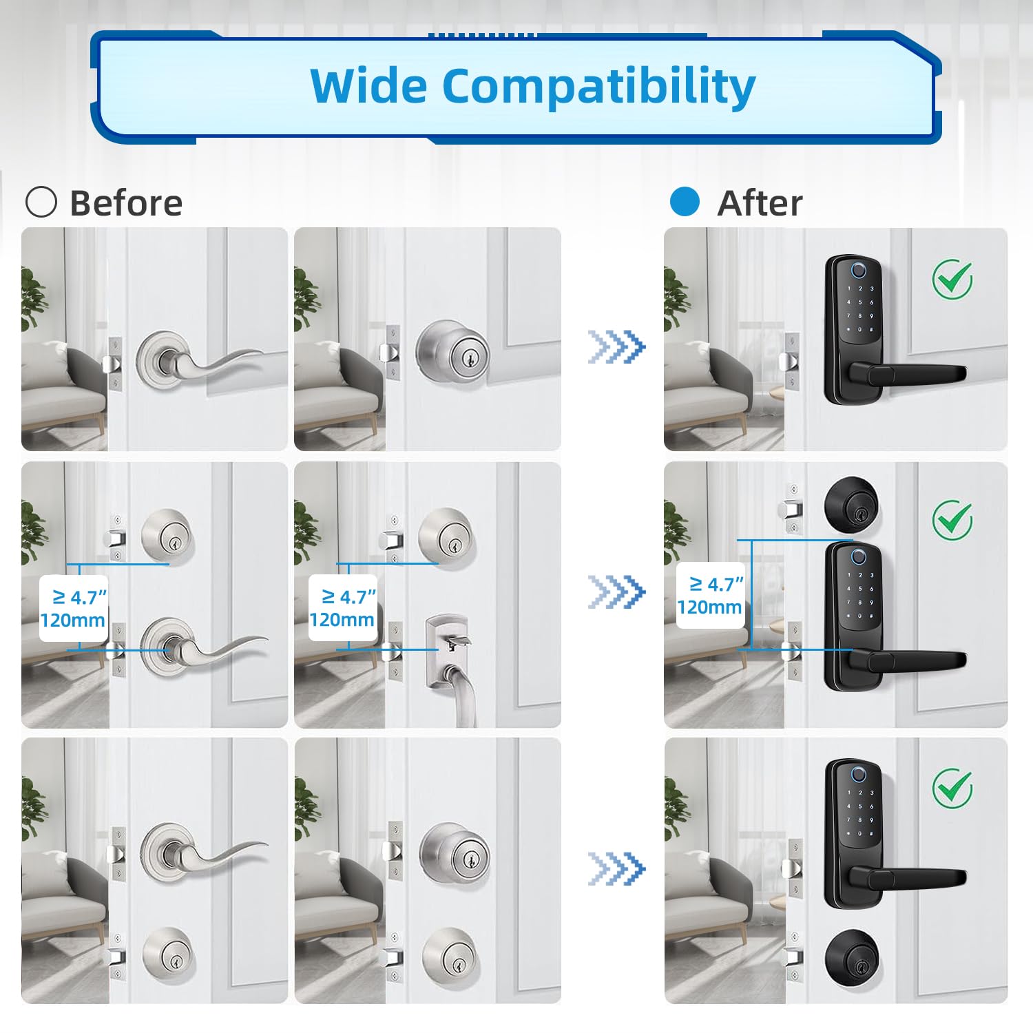 Msr X6 Smart Door Lock With Handle, Keyless Entry Digital Lock For Front/Interior Door,Fingerprint Exterior Locks, Electronic Deadbolt With Keypad,Biometric Door Knob,Smart Locks For Home, Apartment, Office