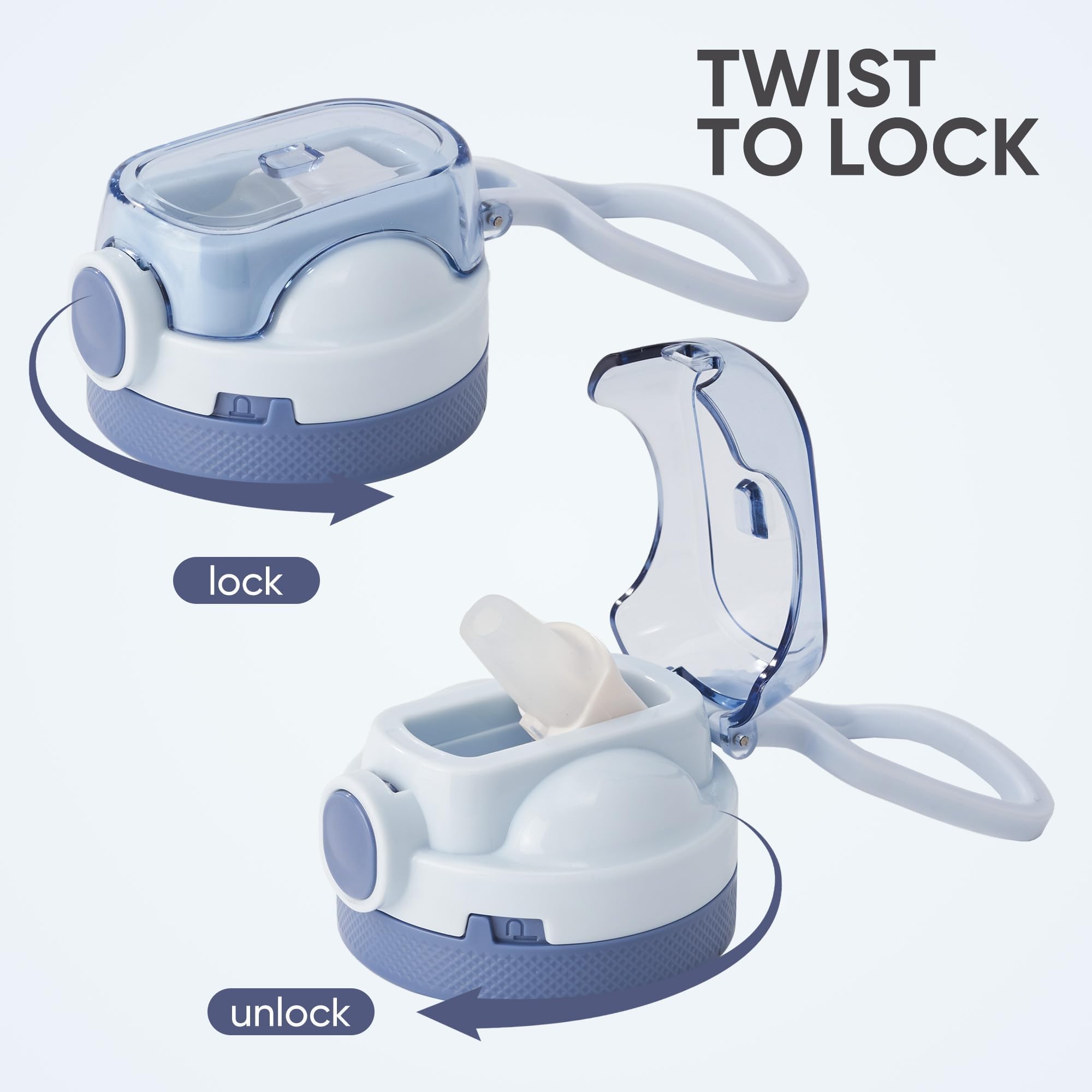 Kerilyn 28Oz Clear Water Bottle With Straw, Flip Top Water Bottle With Carrying Loop, Leak-Proof