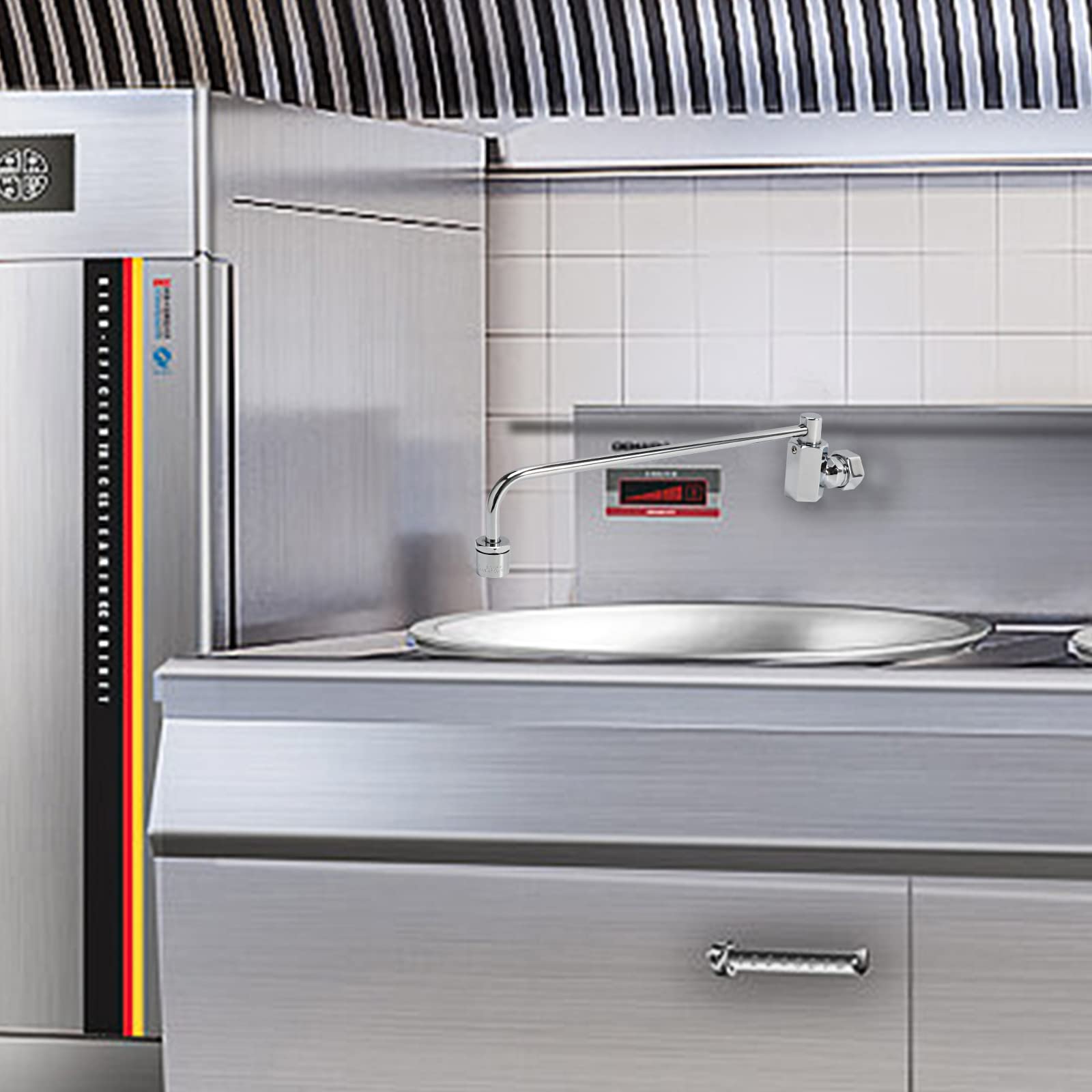 Zkdausdo Swing Spout Brass Wok Range Faucet, Commercial Grade Wall Mounted Kitchen Sink Faucet With 12" Swivel Spout