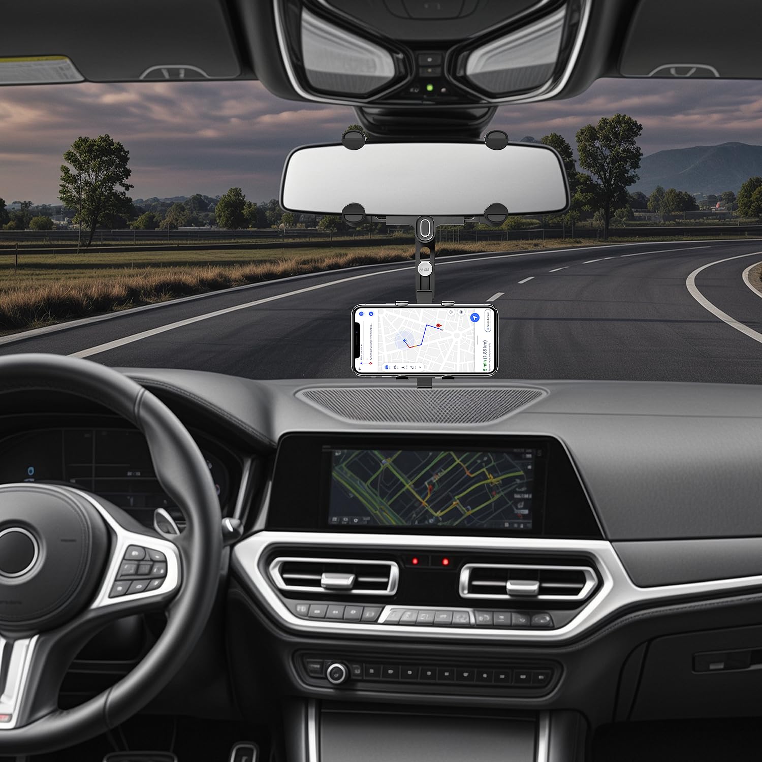 Sxhyf Rear View Mirror Phone Holder,  Rotatable And Retractable Car Phone Mount, Cell Phone Holder Car Fit For Iphone 11 12 13 14 Pro Max Samsung All Phone