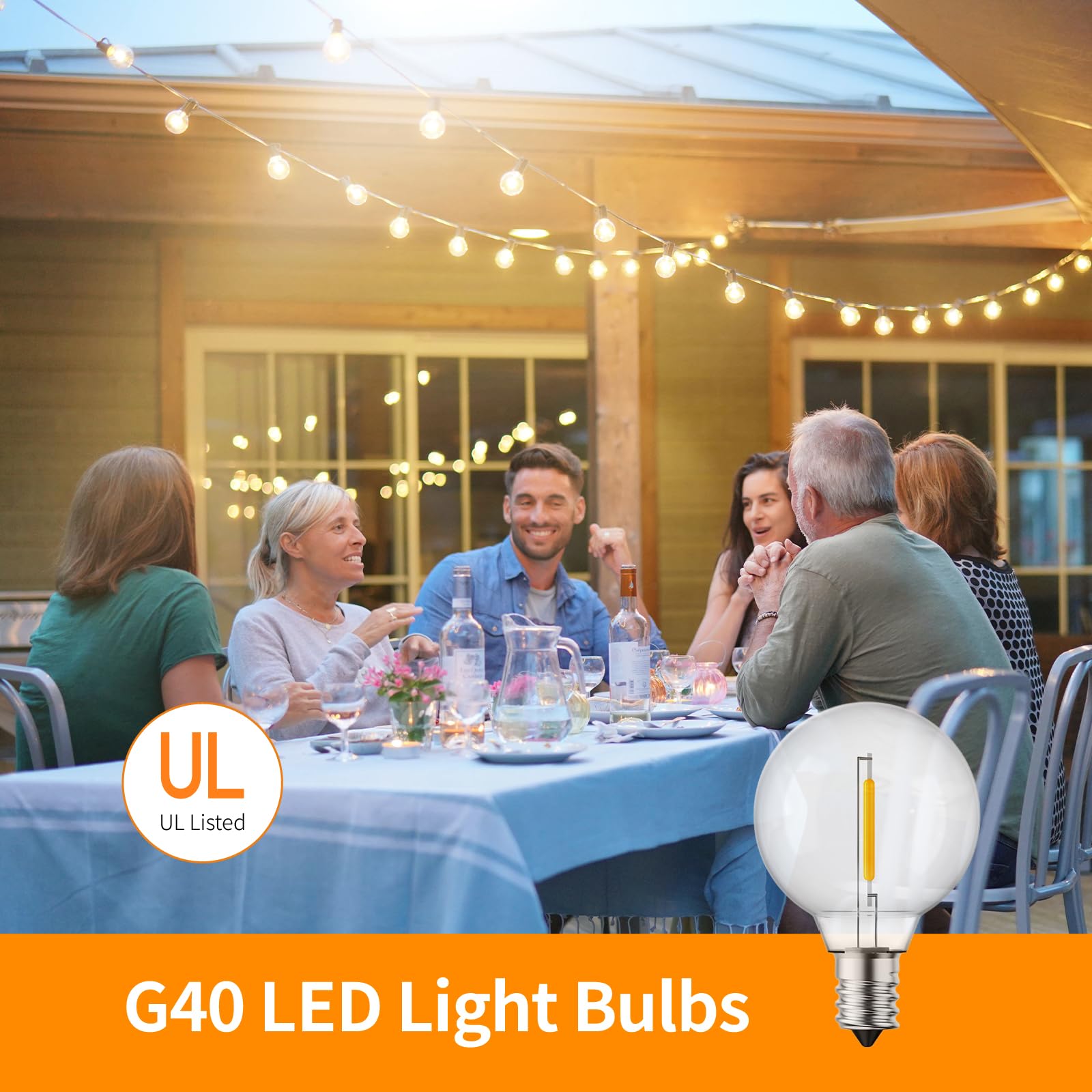 Chysuper G40 Led Replacement Light Bulbs For Outdoor String Lights, 10 Pack Shatterproof Globe Bulbs, 1.57 Inch Dimmable Led Bulbs, E12 Candelabra Base G40 Bulbs For Indoor Outside Patio Decor