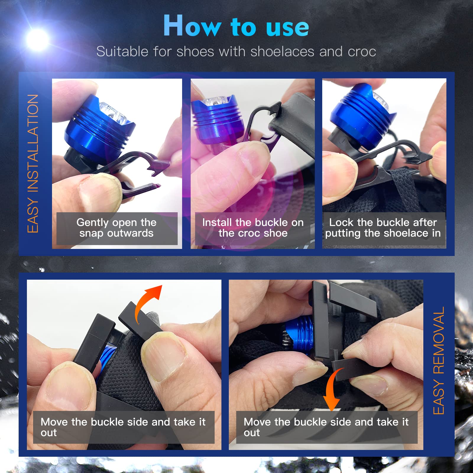 Vartiey Running Lights For Runners,Lights For Walking At Night,Ipx5 Running Shoe Lights Waterproof,Shoe Light,2Pcs Shoe Headlights Used For Dog Walking, Walking Tours Camping, Suitable For Adults Kids(Black)