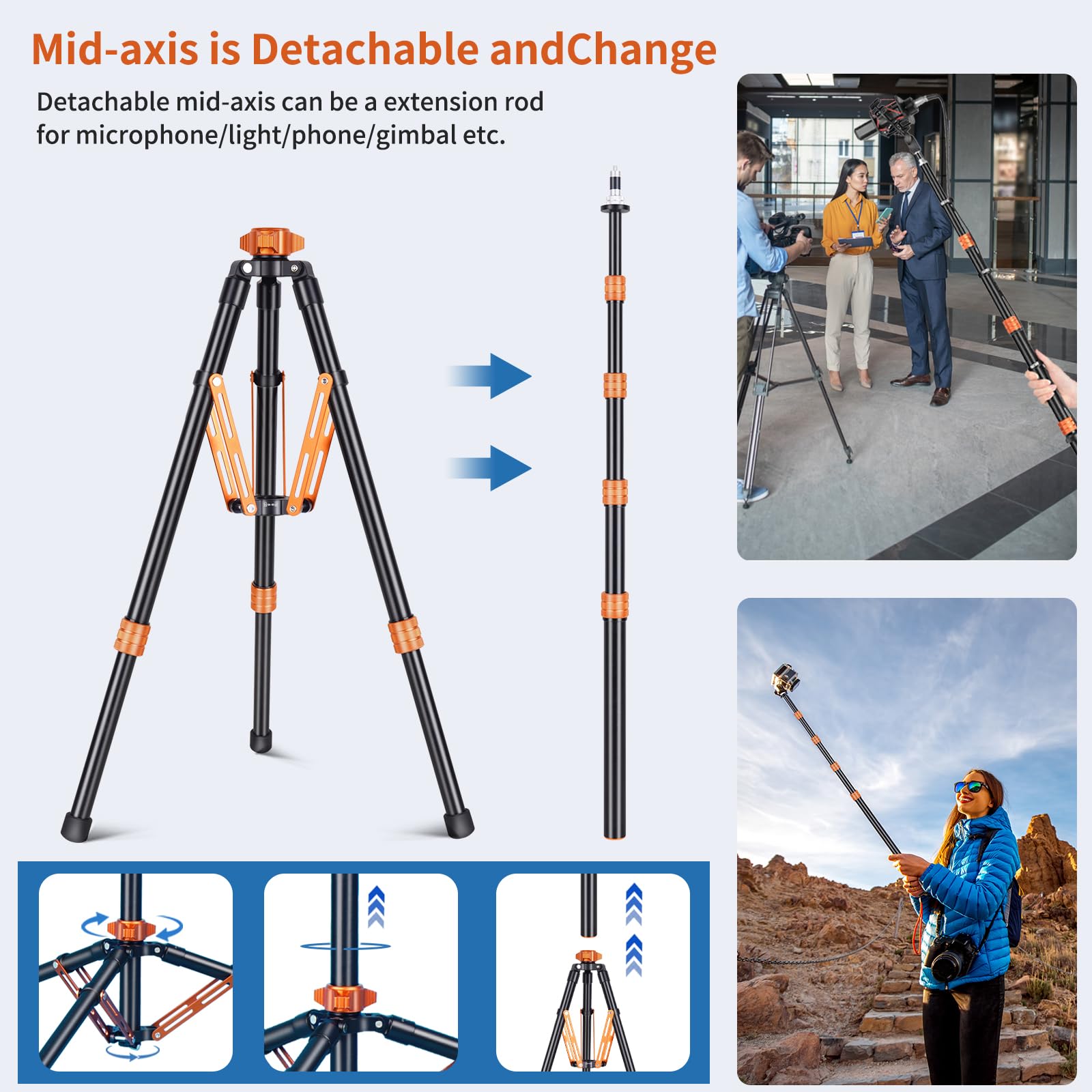 Utanispee Portable Travel Light Stand For Photography With 180° Adjustable Legs, 1/4" To 3/8" Screw Adapter And Bag, Strong Aluminum Shoting Tripod For Camera/Speedlite Strobe/Softbox,Maximum Load 11Lb/5Kg