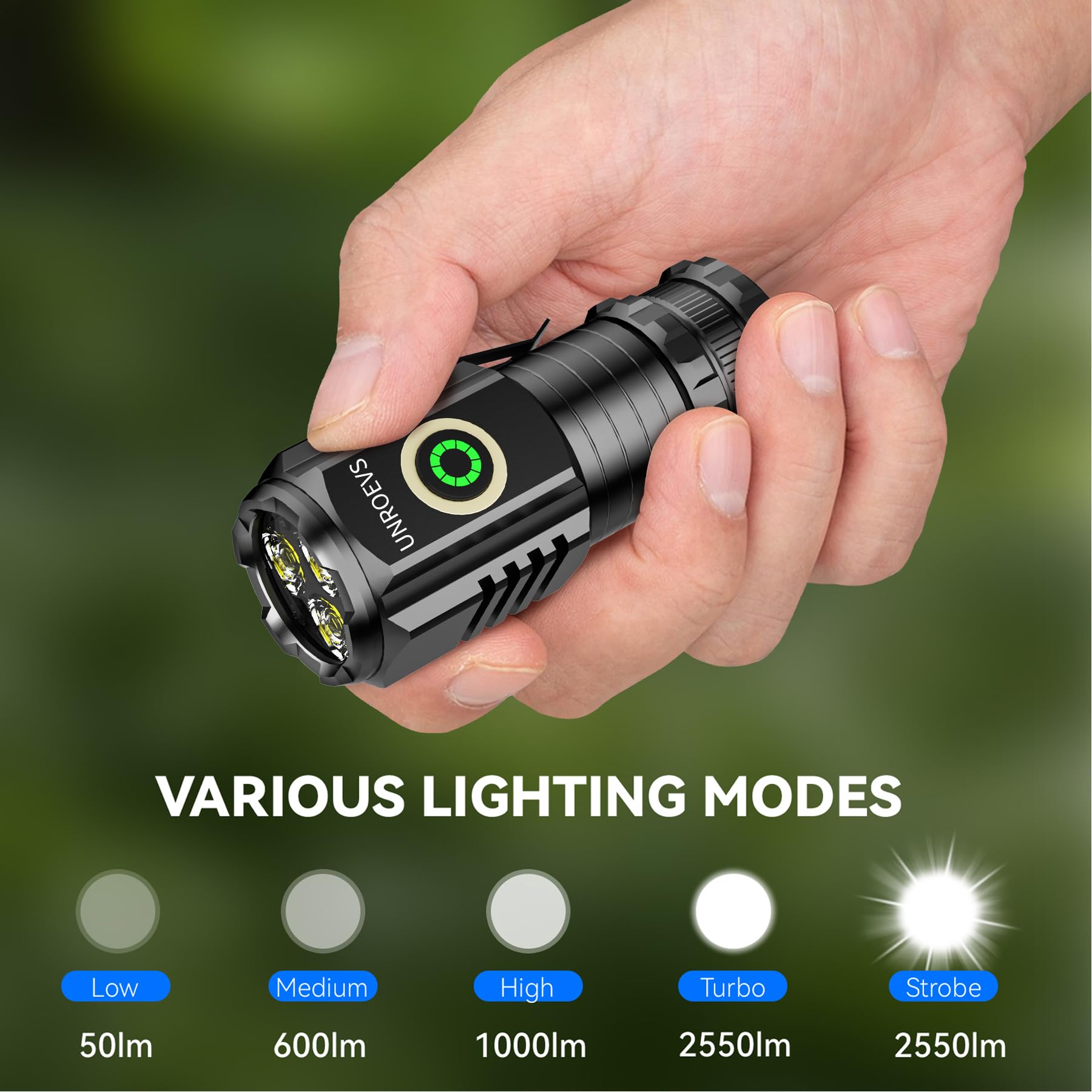 Unr0Evs Led Mini Flashlight With Magnet,Super Bright Small Pocket Flashlight,5 Modes Usb C Rechargeable, Ipx6 Magnetic Flashlight For Edc Camping Outdoor. (1, Black)