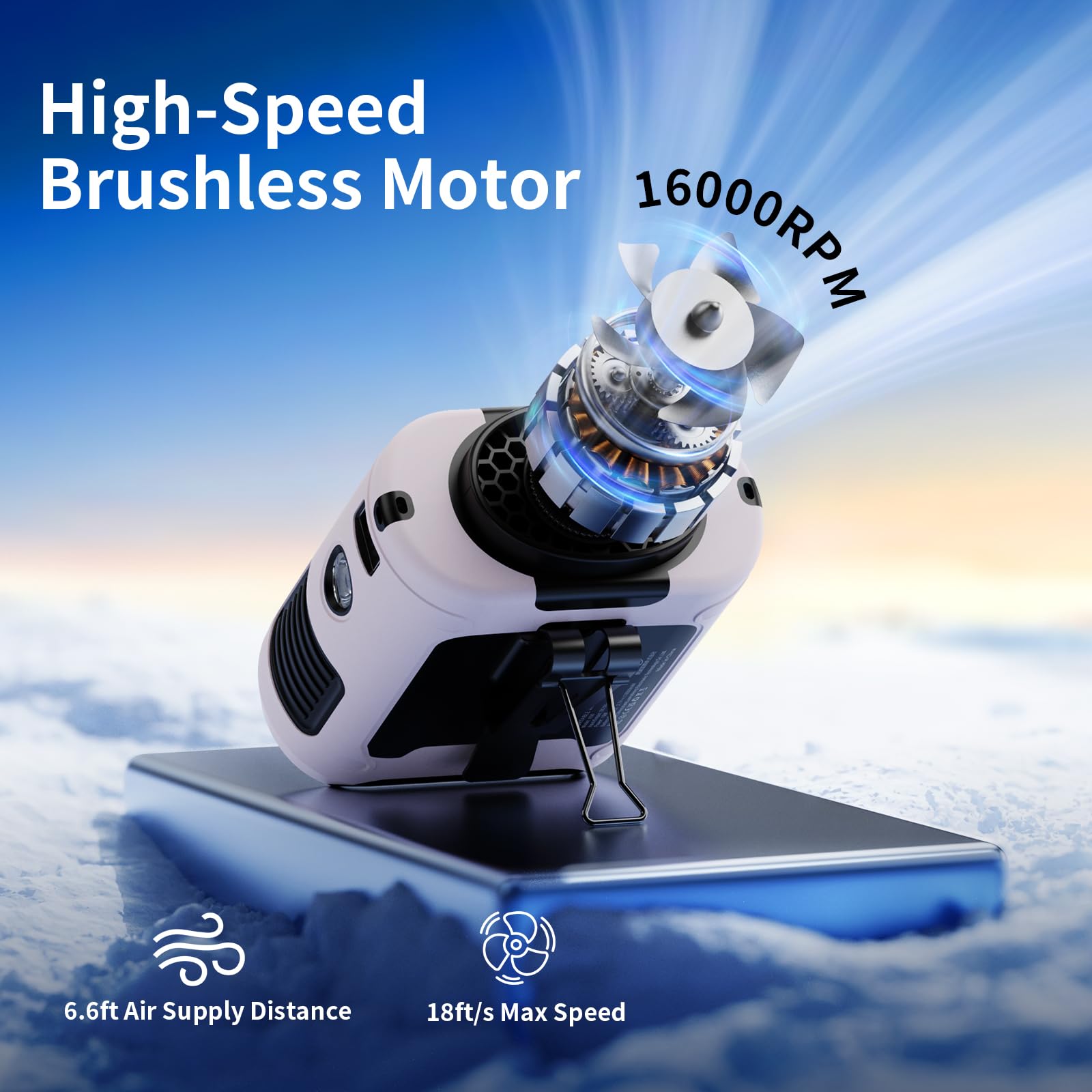 Socool 10000Mah Portable Waist Fan Clip On Wearable Belt Personal Fan Rechargeable Battery Operated