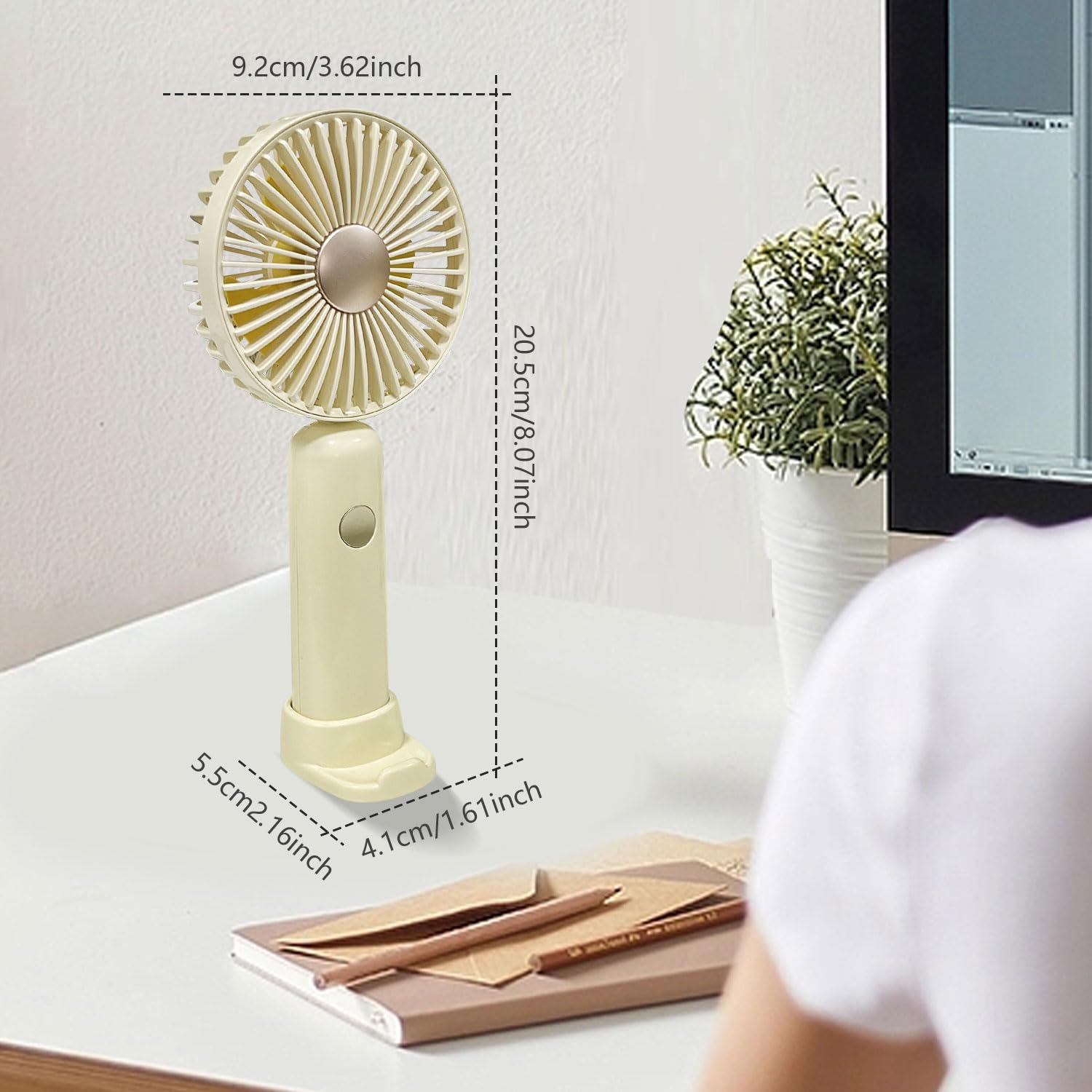 Handheld Fan, 6 Speed Personal Handheld And Desktop With Base, Lightweight Usb Rechargeable