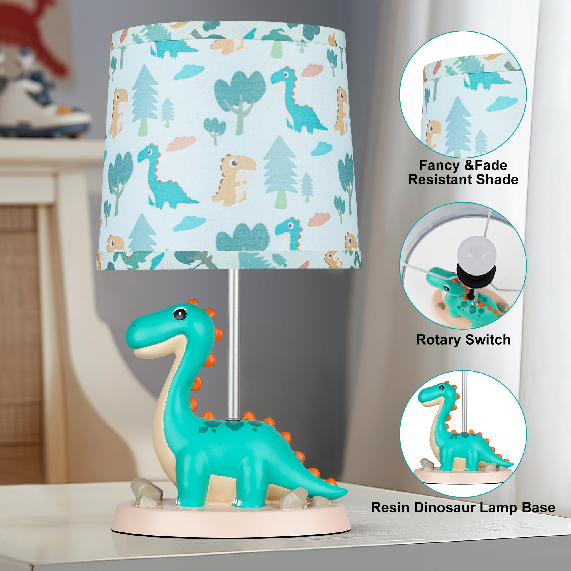 Hamucd Small Green Dinosaur Table Lamp For Bedroom Nightstand Decor,Animal Nursery Single Bedside Lamp For Kid Study Room,Cute Desk Lamp For Boy Girl Toddler Play Room,1 Led Bulb Included