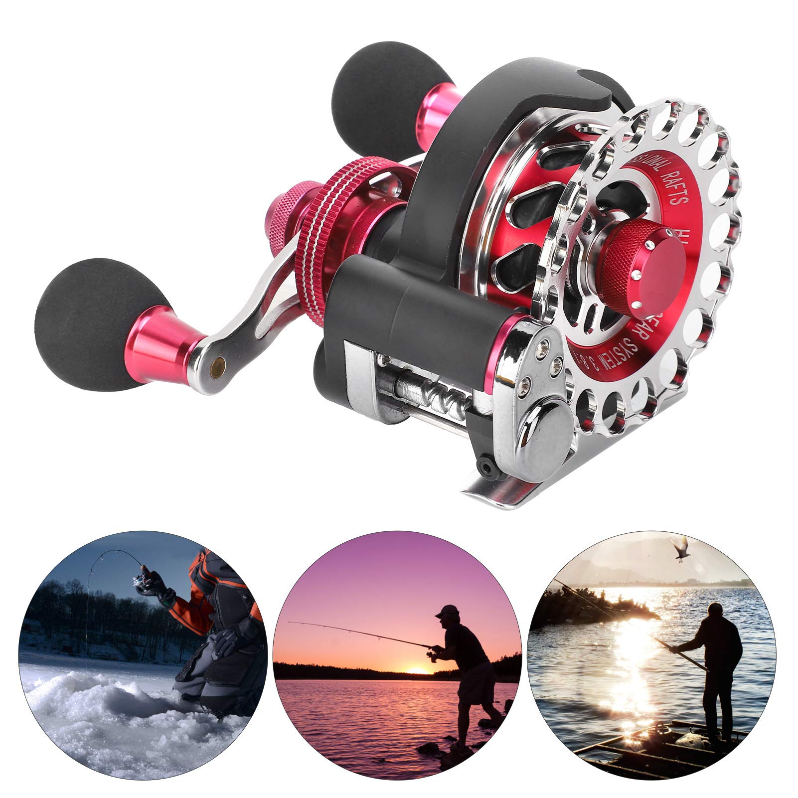 Dilwe Fishing Reels Wheel,Portable High Strength Fishing Reels 10+1 Bb 2.6:1 Gear Ratio Fishing Raft Wheel Fishing Accessory(Left Hand Type)