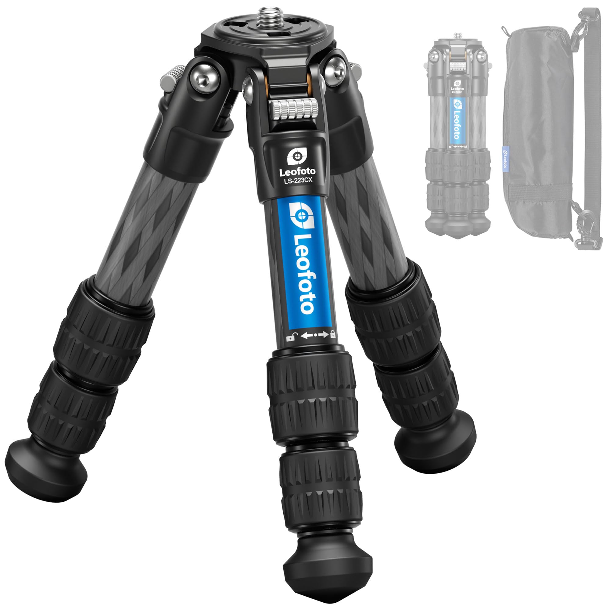 Leofoto Travel Camera Carbon Fiber Mini Table Tripod, 14.5" Lightweight Desktop Tripod For Dslr Camera Video Camcorder Webcam, Max Load 22Lb(Ls-223Cx)