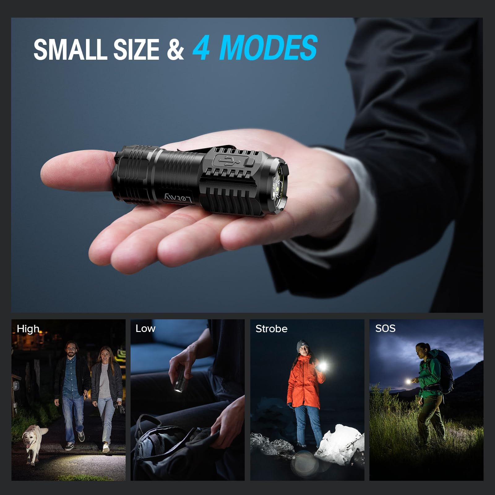 Letmy Rechargeable Mini Flashlights With Magnetic Base, 4 Pack Bright 3 Led Flash Lights, Small Edc Flashlight With Belt Clip, 4 Lighting Modes Portable Rechargeable Flashlights For Camping Home