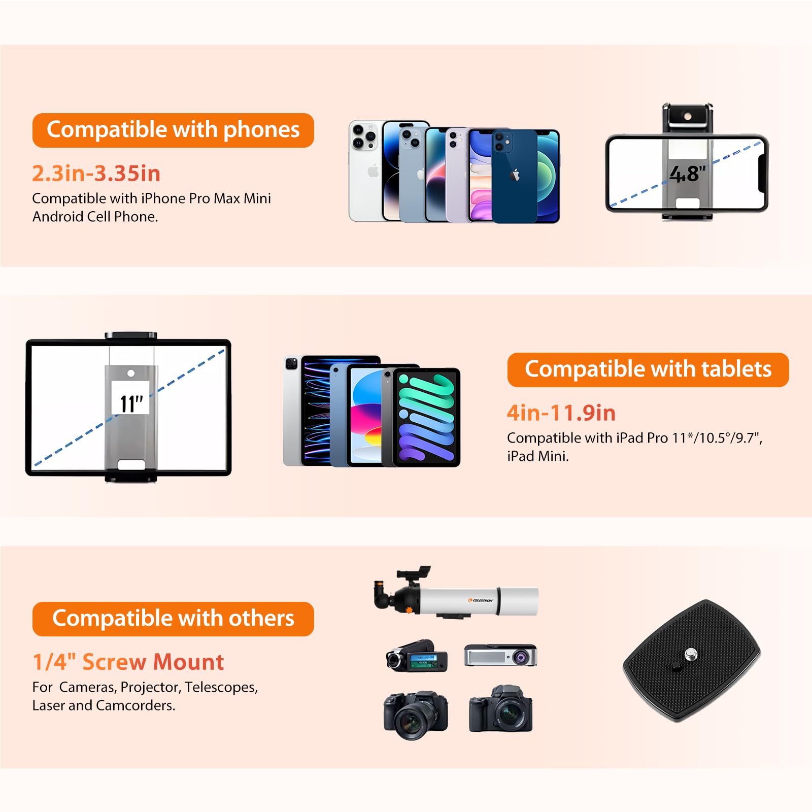 Zikzok 75Inch Camera Tripod For Ipad Iphone, Heavy Duty Aluminum Tripod With 360° Panoramic Ball Head,Compatible With Canon/Nikon/Sony Dslrs (Load 15 Lbs For Travel/Live Streaming/Macro Shooting)