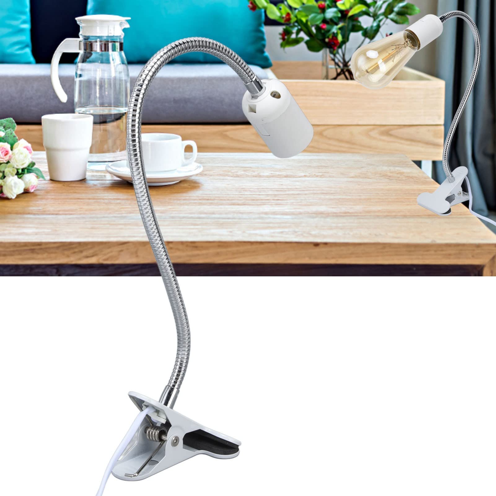 Shanrya Book Lamp Holder, 360 Degree Adjustable Wear-Resistant E27 / E26 Table Lamp Holder For Plant Growth Lamps For Table Lamps U.S. Regulations