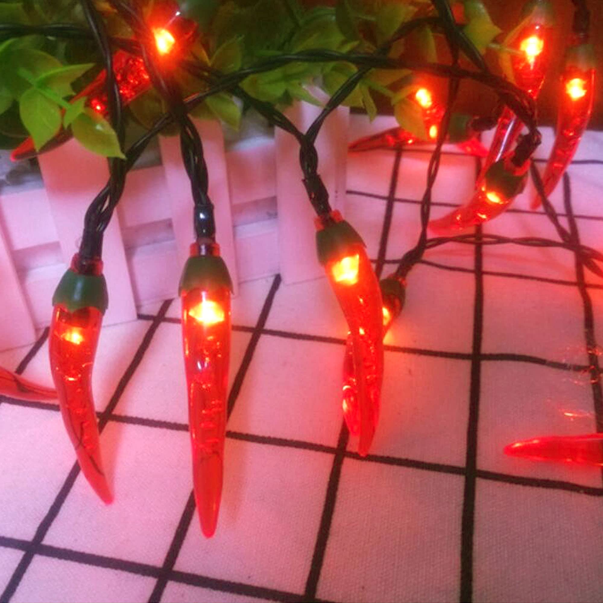 Dreamworth Solar Red Chili String Lights, 50 Led Chili Shape Fairy String Lights Solar Operated String Lights For Wedding, Chinese Year,Spring Festival,Party Decoration,Christmas