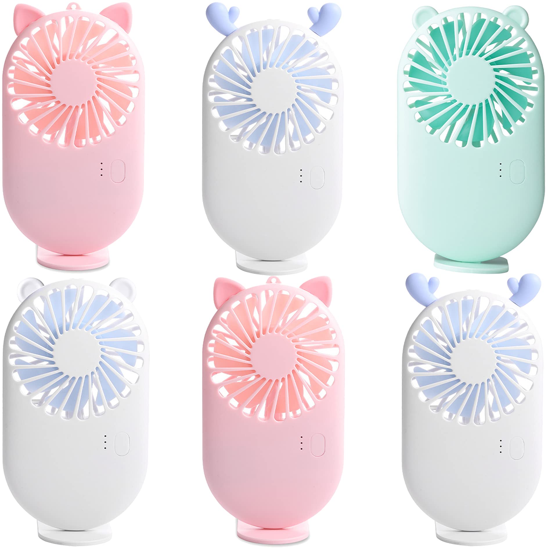 6 pack mini handheld fans with USB rechargeable feature, perfect for personal cooling Koospark
