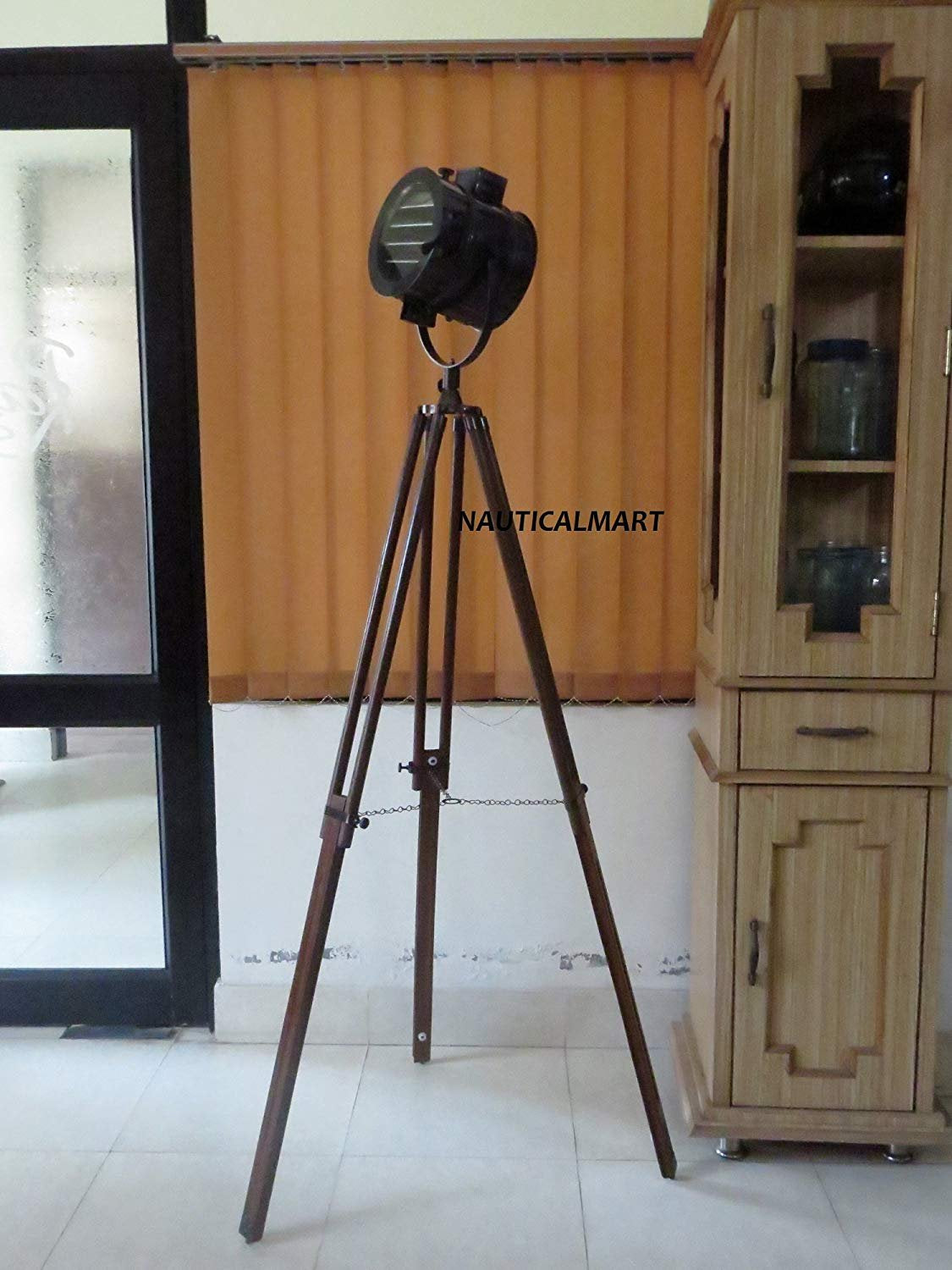 Nauticalmart Photographer'S 72" Antique Solid Aluminium Brown Tripod Floor Lamp