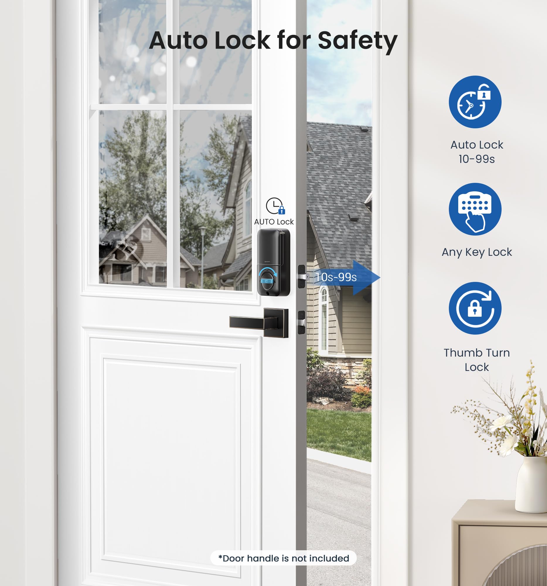 Veise Fingerprint Door Lock, Keyless Entry, Auto Lock, Electronic Keypad Deadbolt For Front Door, Biometric, Anti-Peeking Password, Easy Install, Oil Rubbed Bronze