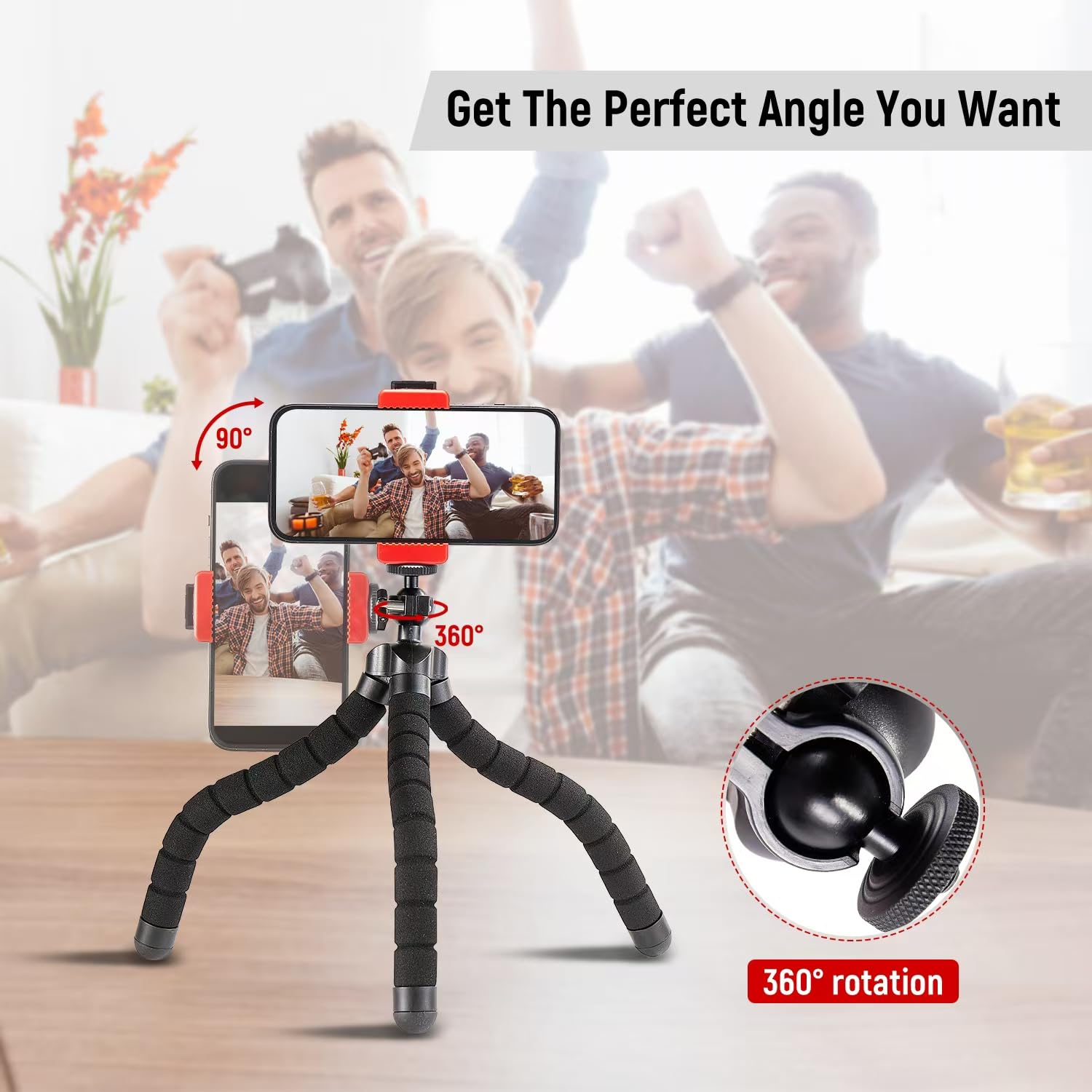 Aitteel Portable Flexible Cell Phone Tripod, Mini Travel Camera Stand, Compatible With Iphone, Android, Gopro, Black