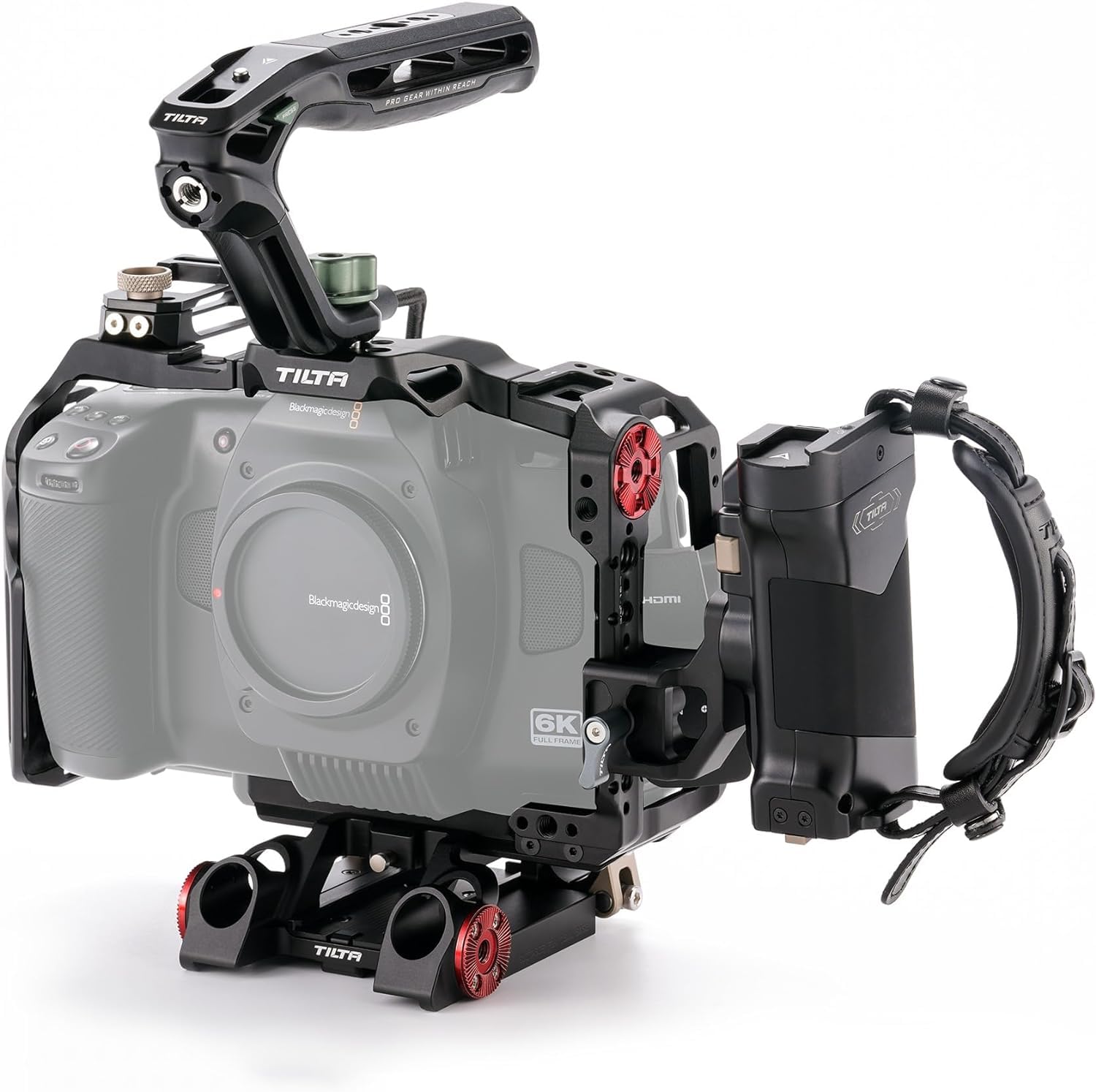 Tilta Advanced Kit For Bmcc 6K Includes Full Cage, Top Handle, Adv. Side Handle, Baseplate, And More Compatible With Black Magic Design Cinema Camera 6K Cold Shoe/Arri Rosette/Nato Rail