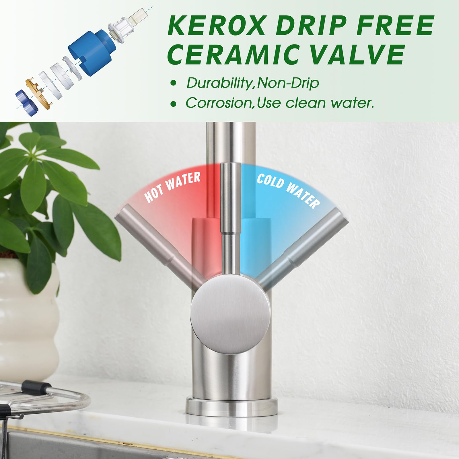 Trywell Kitchen Faucets With Pull Down Sprayer Stainless Steel Kitchen Sink Single Handle Utility Faucet Modern Brushed Nickel Faucet And Deck Plate For Kitchen Bar Camper Rv