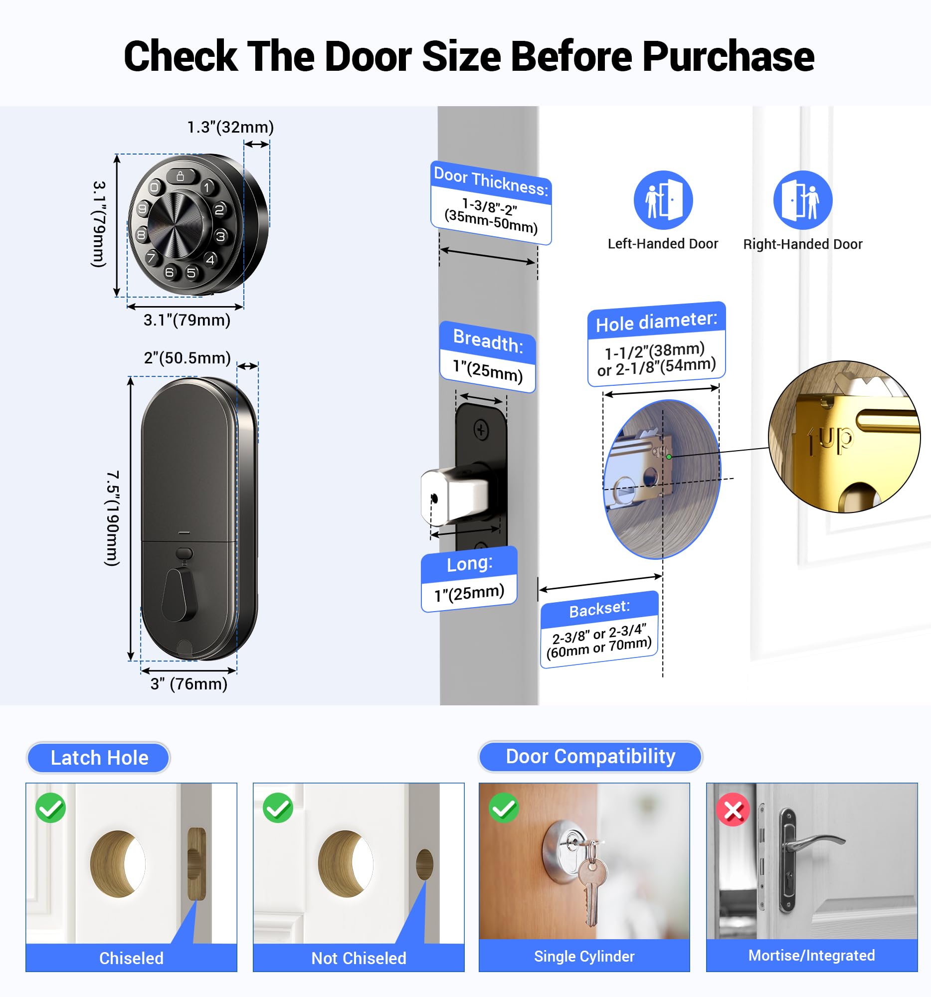 Veise Smart Deadbolt With App Control, 6-In-1 Keyless Entry Door Lock With 2 Keys, Electronic Digital Keypad For Front Door, Auto Lock, Waterproof, Easy Installation, Matte Black