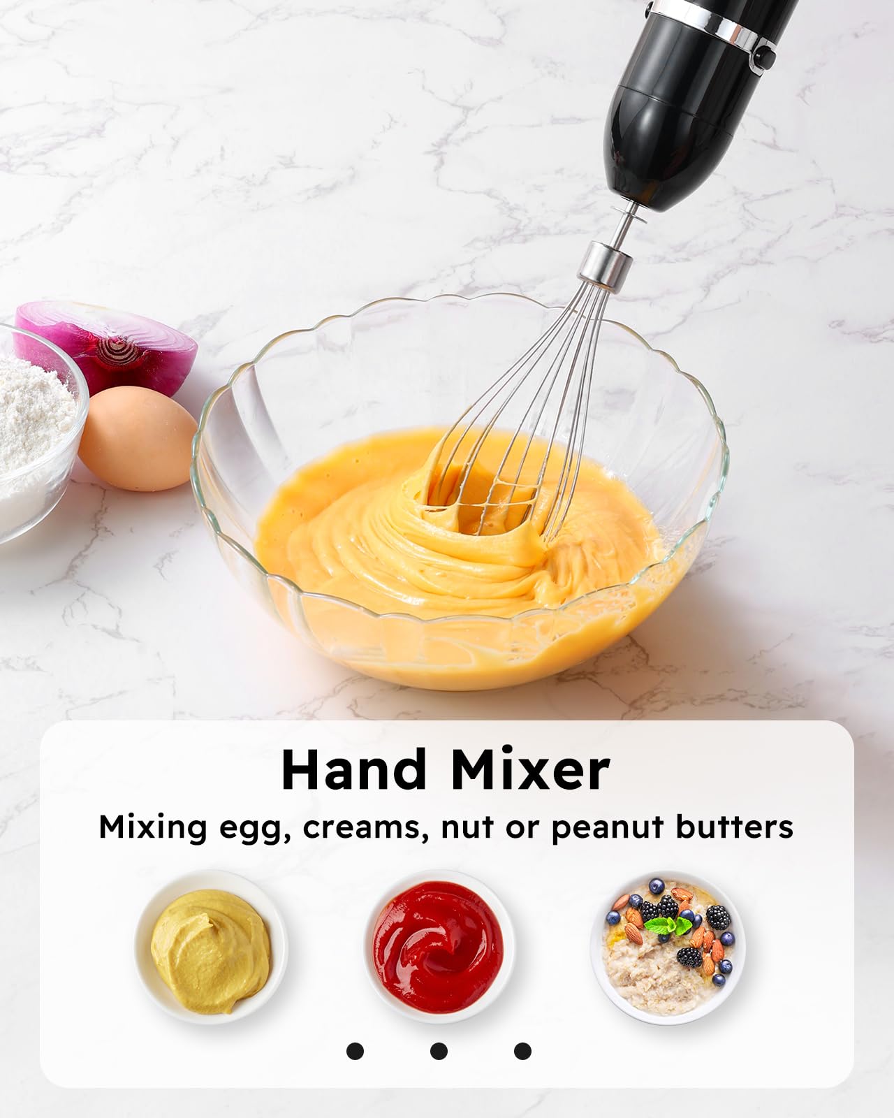 Sangcon Bundled 6-In-1 Immersion Blender Handheld, Hand Blender With Chopper & 34Oz Blending Cup Storage Base