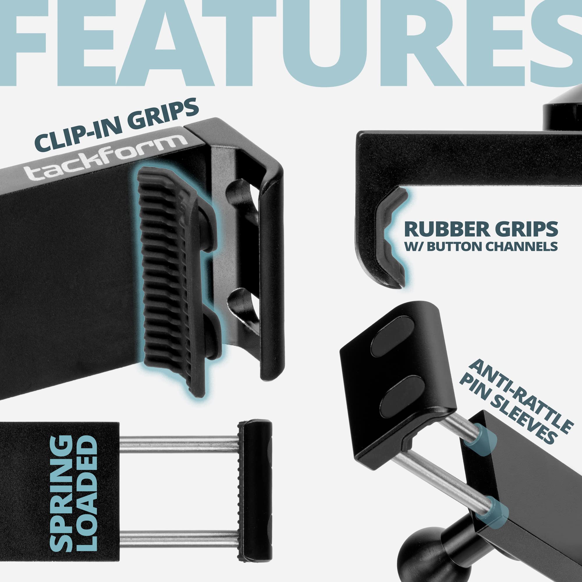 Tackform Enduro 20Lite Phone Holder - Spring Tension Optimized For In Vehicle Use, Truck And Fleet, Rock Crawling  20Mm Aluminum Ball