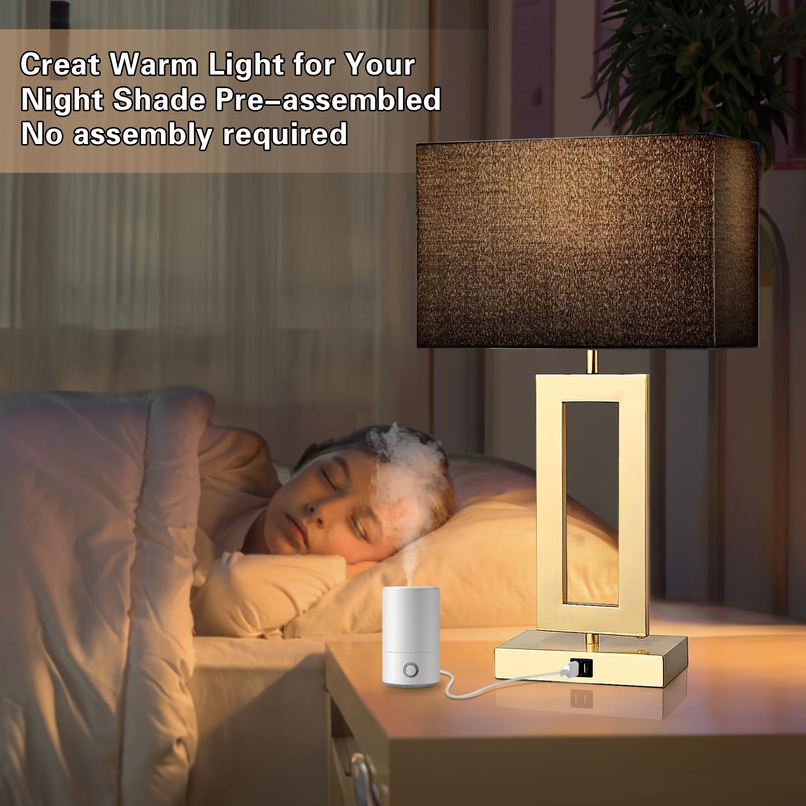 Gernehop Black Table Lamps Set Of 2 With Dual Usb Ports,3-Way Dimmable Touch Control Bedside Lamps,22Inch Tall Modern Bedroom Table Lamp For Living Room,Nightstand Led Bulbs Included