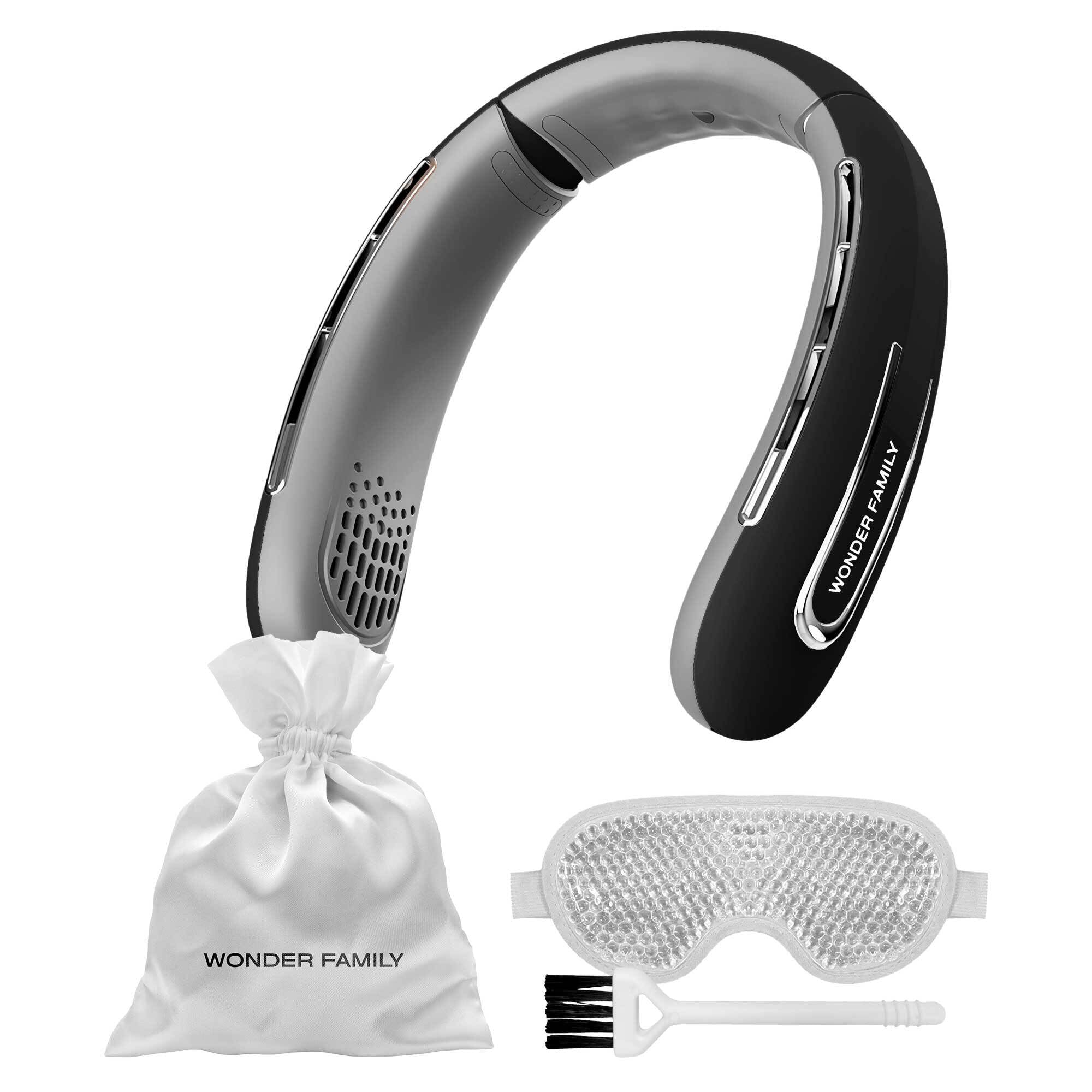 Rechargeable Neck Fan – Portable With 5 Speed Modes – Extended Package With Cooling Mask For Eyes - Koospark