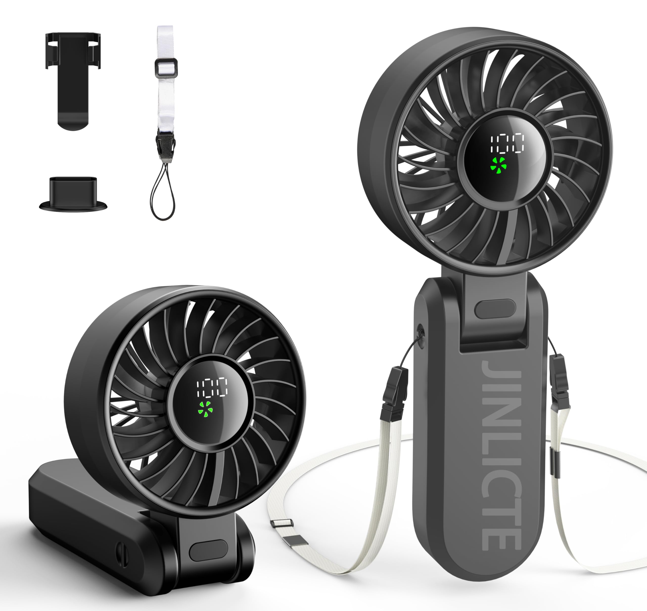 Portable Handheld Turbo Fans For Travel, High-Speed Motor, Rechargeable Hand Held Fan, 5 Speed,180°F - Koospark