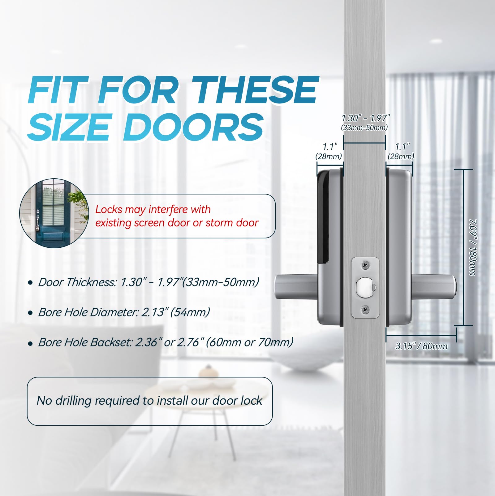 Olumat Keyless Entry Fingerprint Door Lock With Keypad And Handle For Home, Rental, Garage, Office And Hotel