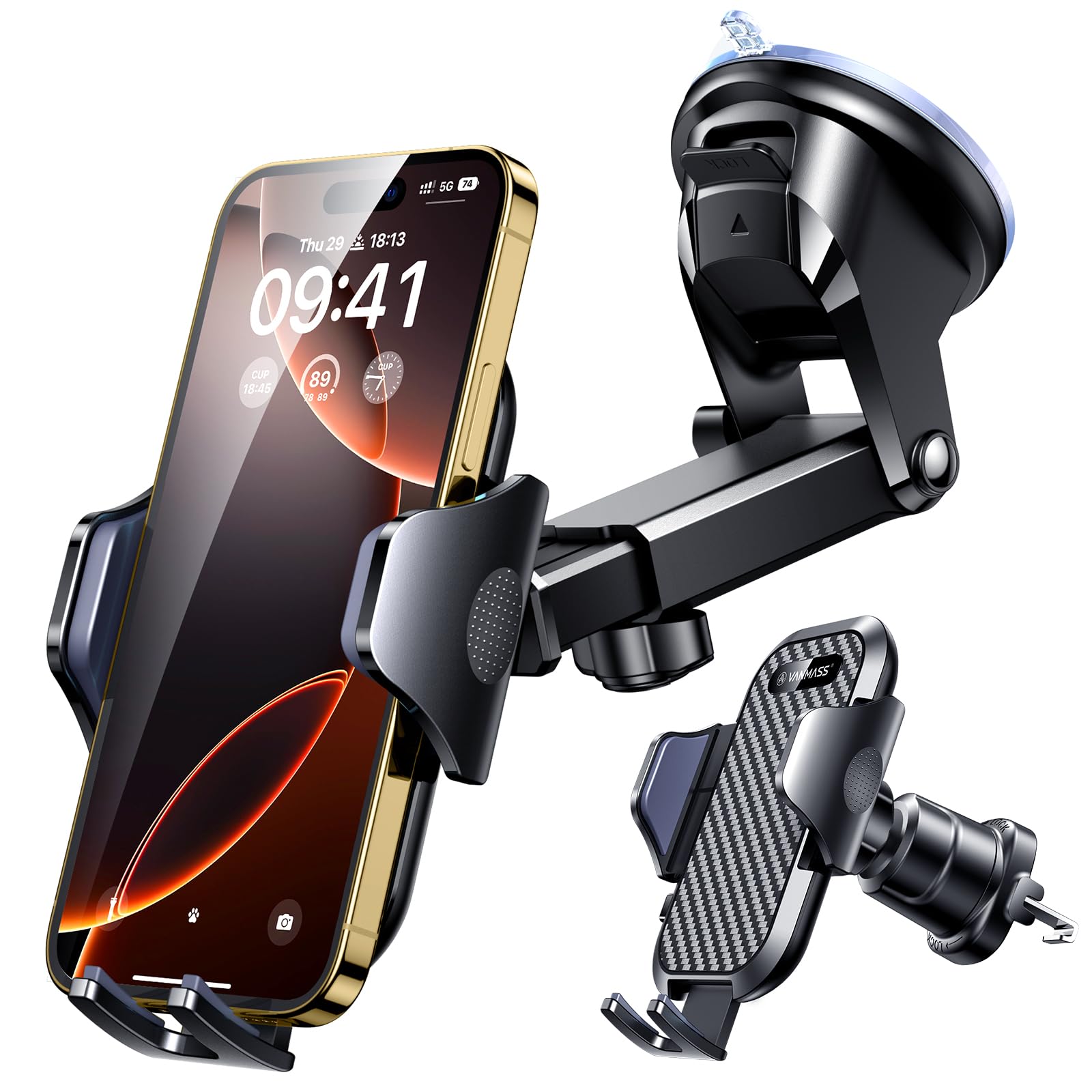 Vanmass Car Phone Holder  Ultimate Military-Grade Phone Holder For Your Car Windshield Dashboard【est Best Strongest】 Cell Phone Car Mount With Patent & Safety Certs For Iphone Samsung Android