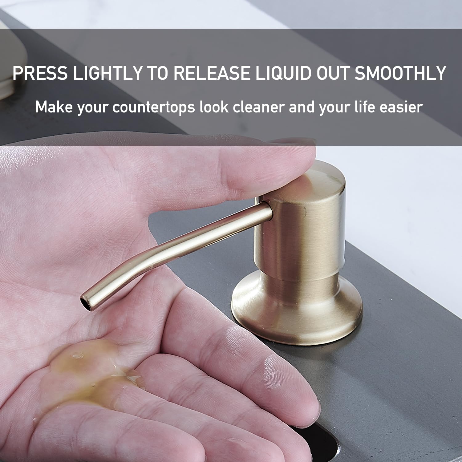 Zoriou Kitchen Faucets With Pull Down Sprayer, Brushed Gold Waterfall Kitchen Sink Faucet With Soap Dispenser, Single Hole Stainless Steel Kitchen Faucet, Modern Single Handle Pull Out Kitchen Faucet