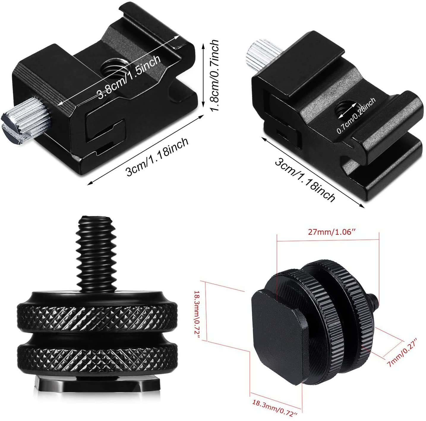 Qqrasoal 10Pcs 1/4 Inch Cold Shoe Mount Adapter And Hot Shoe Flash Stand Adapter Kit For Dslr Camera Rig, Camera Flash Shoe Mounts For Light Tripod